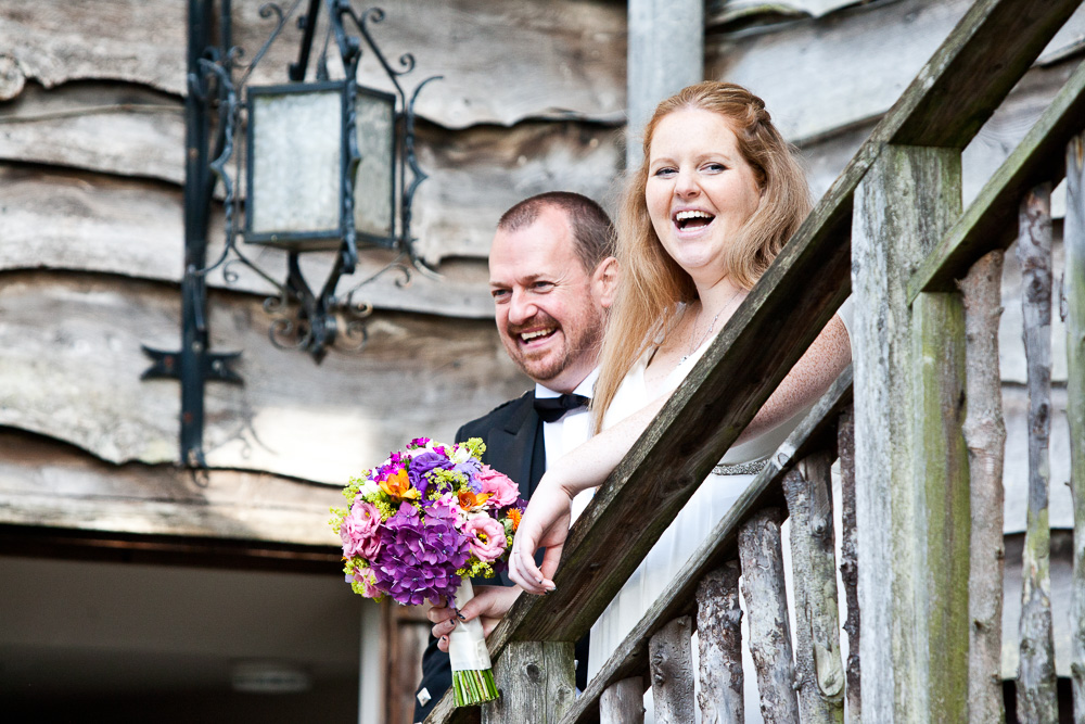 Bride and Groom Big Wooden House Arran Wedding