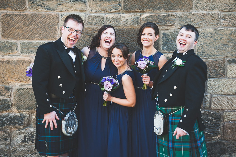 Couple and Bridesmaids Piping Centre Wedding Glasgow