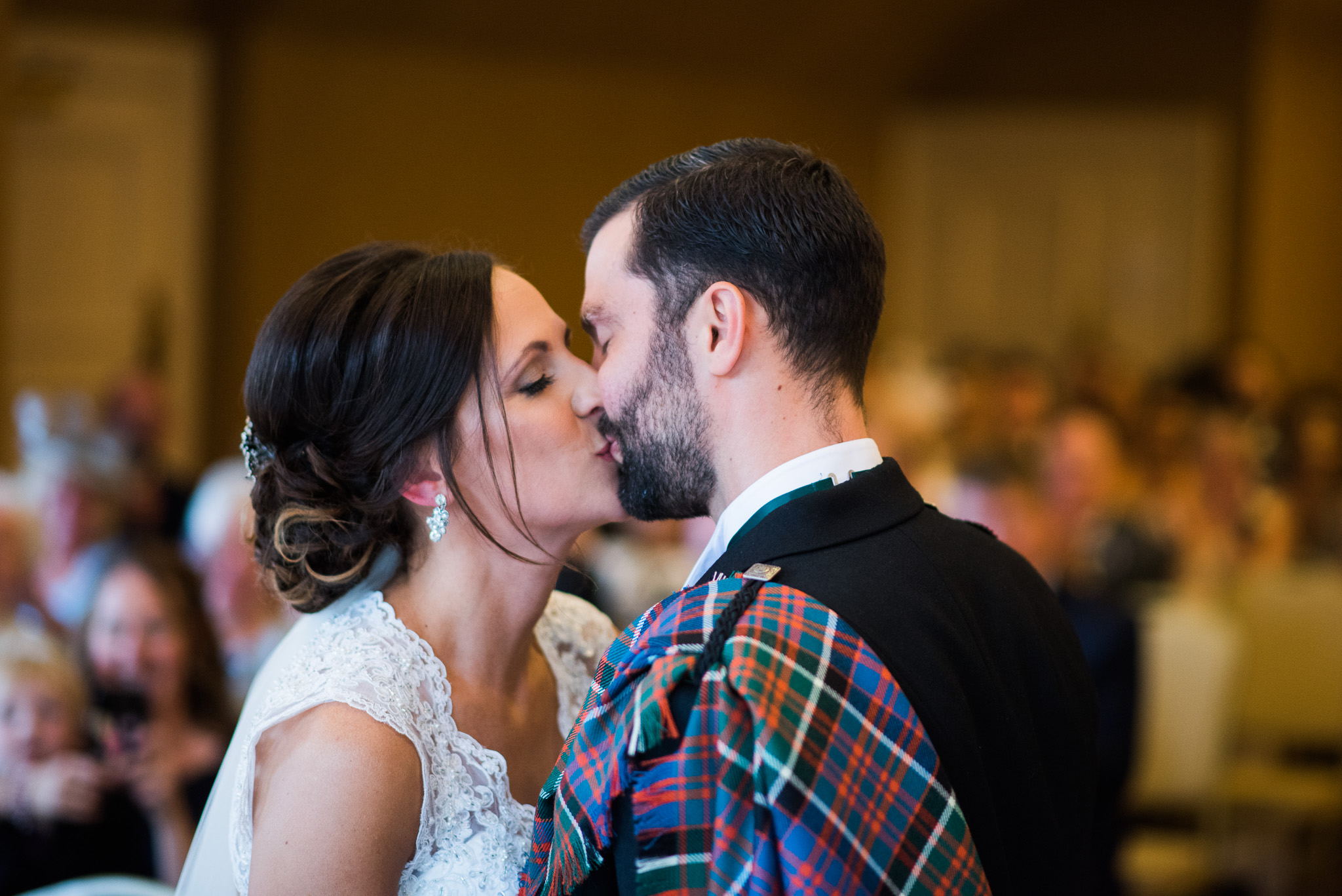 Gleddoch Wedding Ceremony First Kiss