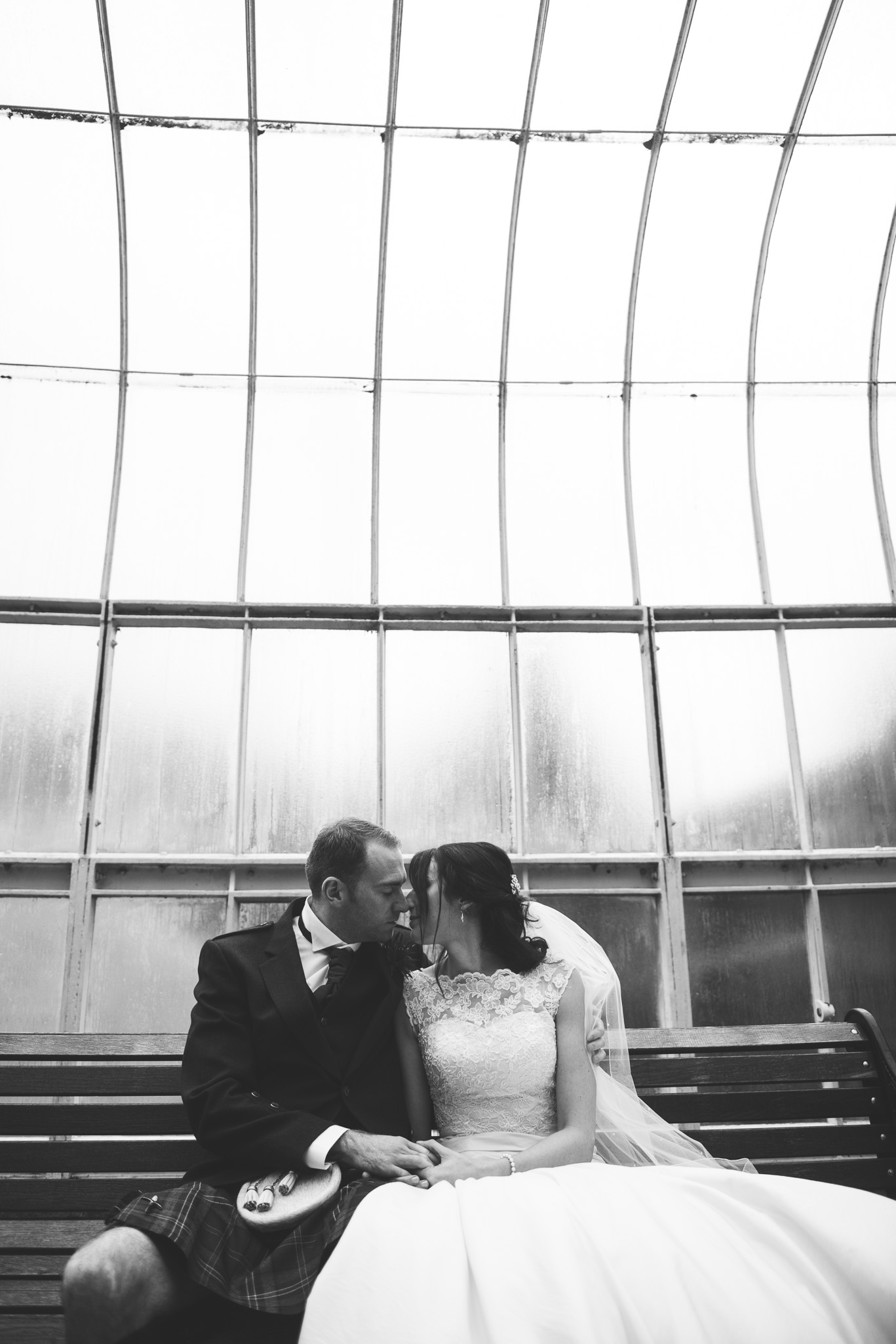 Bride and Groom at Glasgow Botanic Gardens