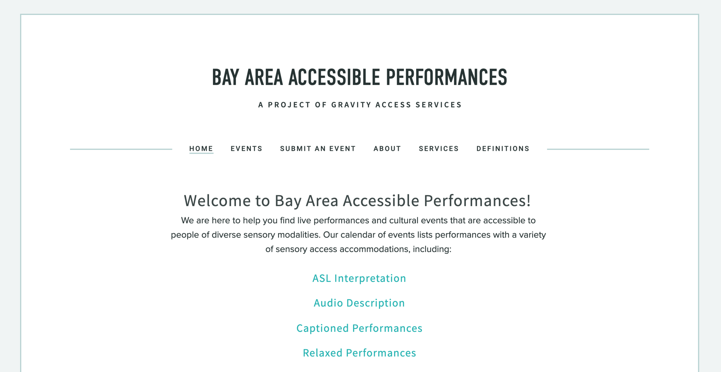 Bay Area Accessible Performances