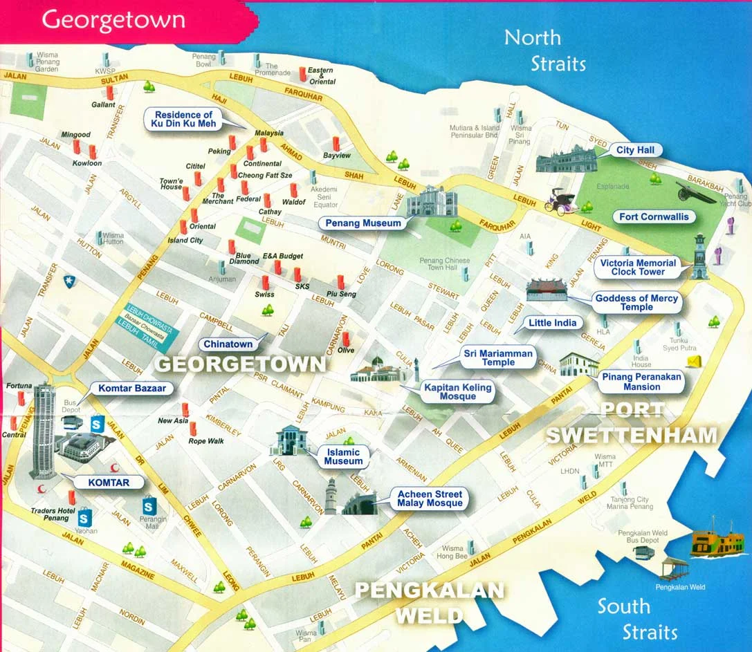 Mapa con puntos de interés en Georgetown