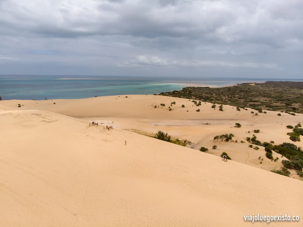 Otra vista desde las dunas de Bazaruto donde se ve vegetación al fondo