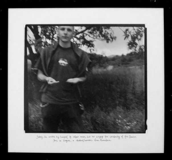 Eugene (2005) Today, he walks by himself to collect rocks, but he enjoys the solidarity of the Camino. This is Eugene, a student/worker from Barcelona. Silver Gelatin Print, 18"x 18"