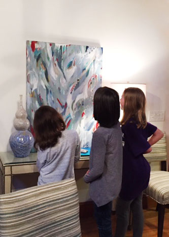 'Soar and Twirl', gets a closeup look by Christin's daughters and friend.