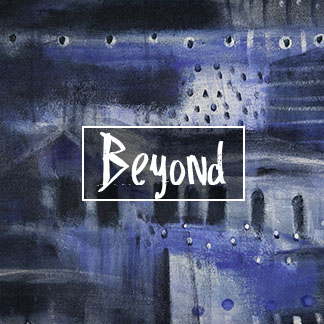 The above image is a swatch of the 'Beyond' abstract art painting. Individual stripes and triangles are unique.