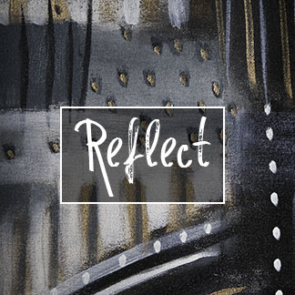The above image is a swatch of the 'Reflect' abstract art painting. Individual stripes and triangles are unique.