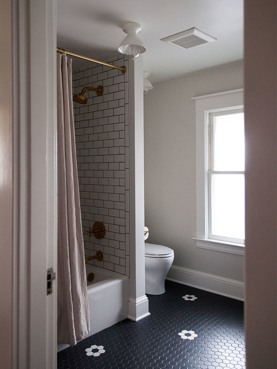 Master Bathroom with Custom Patterned Tile Flooring | Casework Interior Design | Portland, OR 