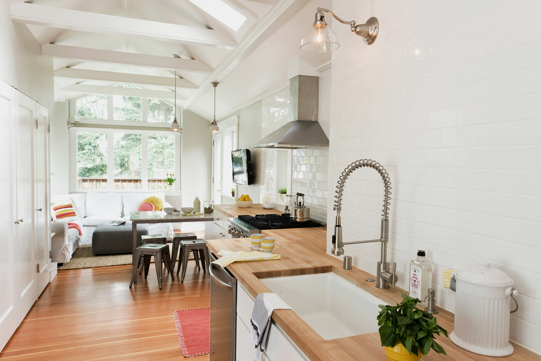 Open Bright Kitchen with Living Space & Butcher Block Countertops | Casework Interior Design | Portland, OR