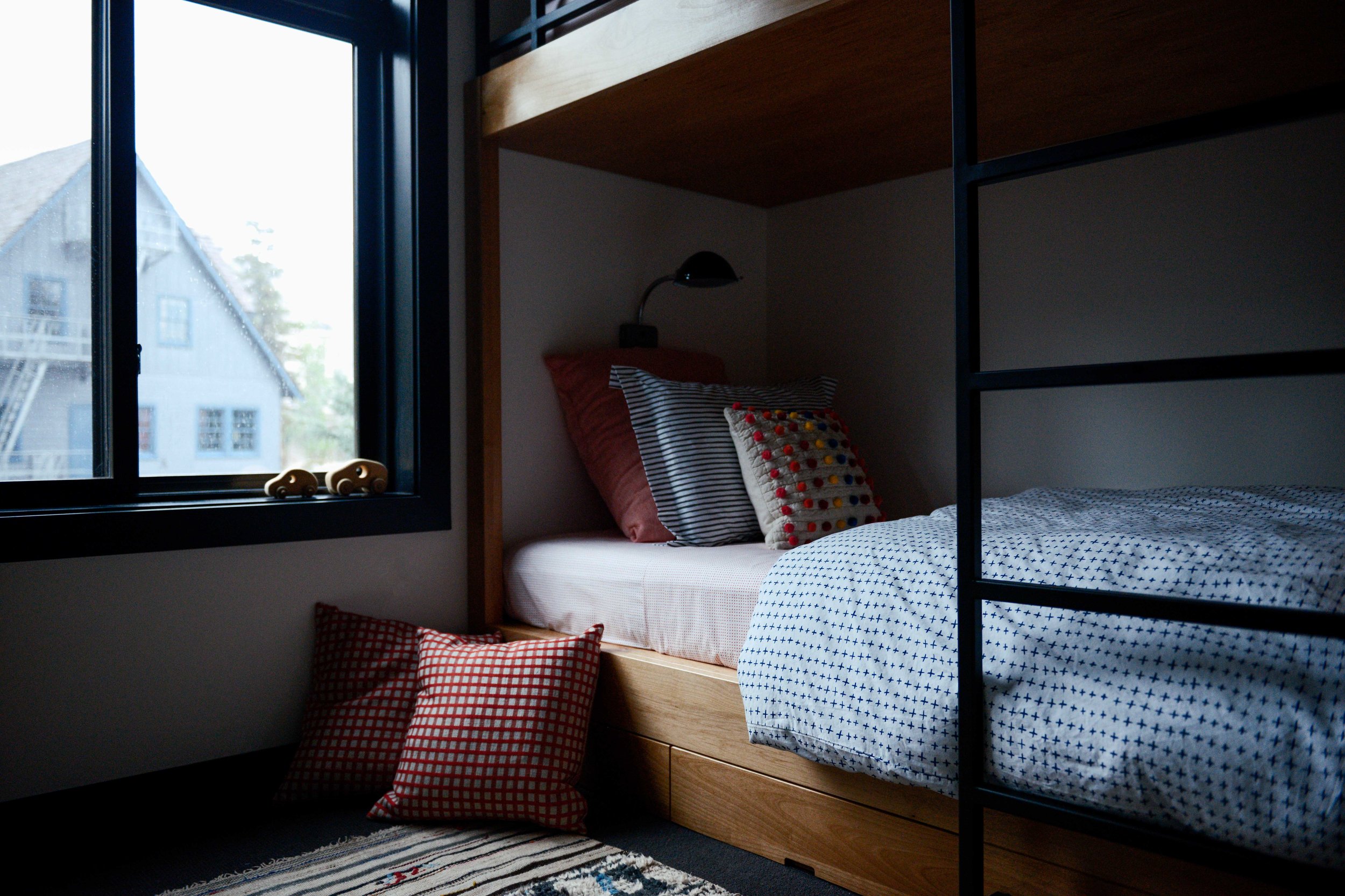 Modern Black & White Mountain Cabin Bunk Room | Casework Interior Design | Portland, OR