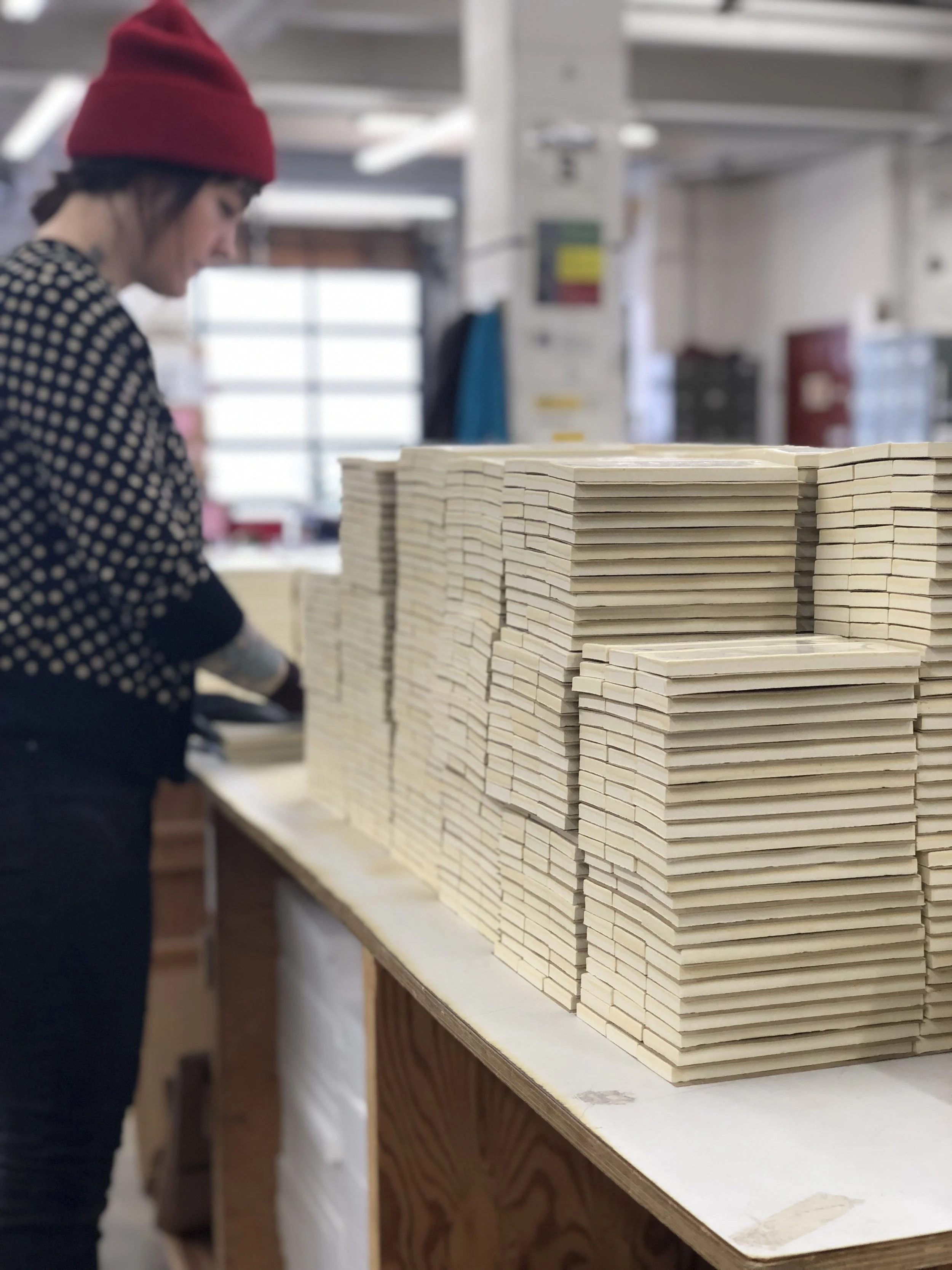 Above: Selecting tile at Pratt and Larson for the Ranchalow