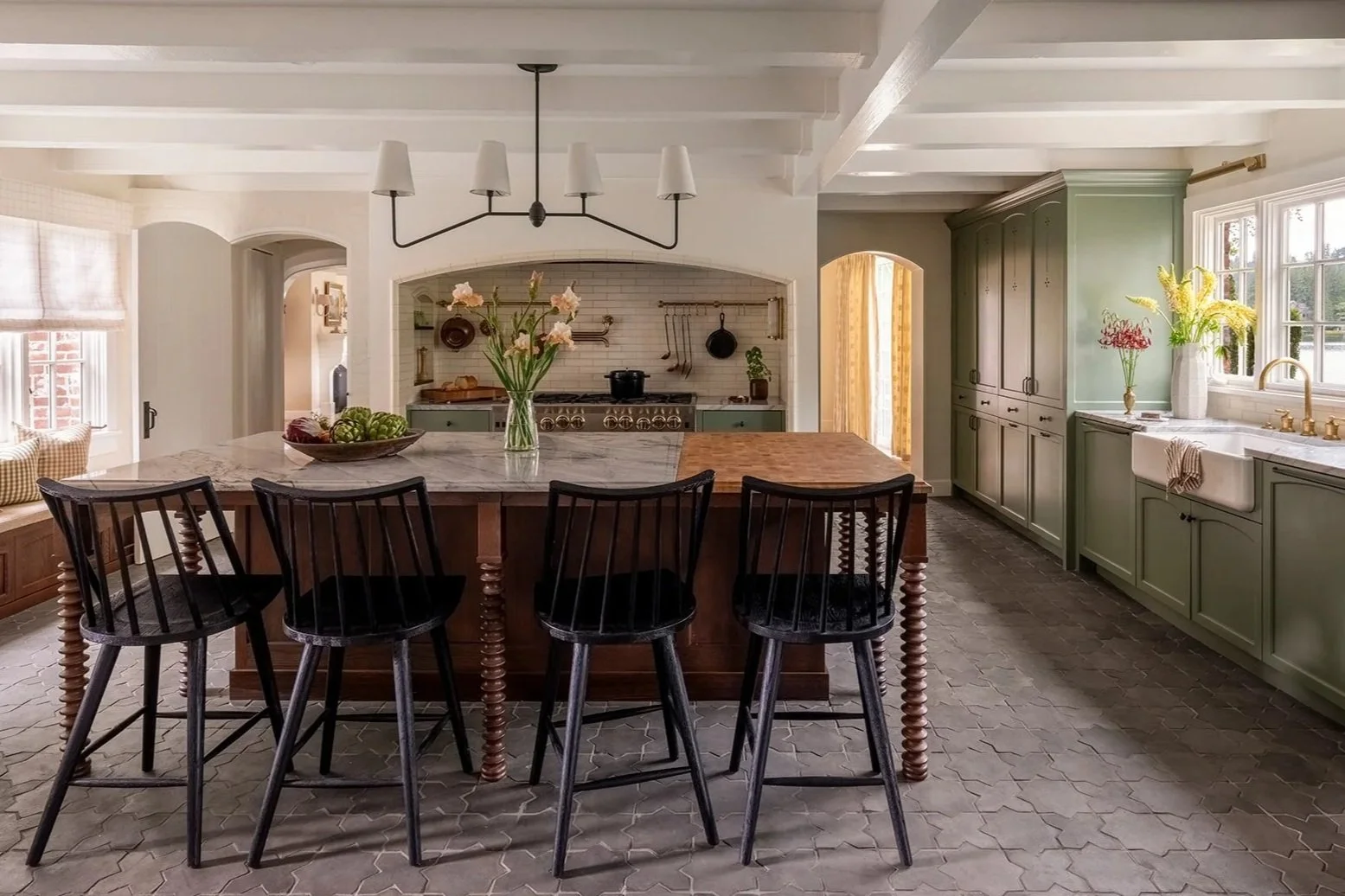 Custom kitchen cabinetry in the Historic Hofer House renovation by Casework Interior Design in Lake Oswego, Oregon.