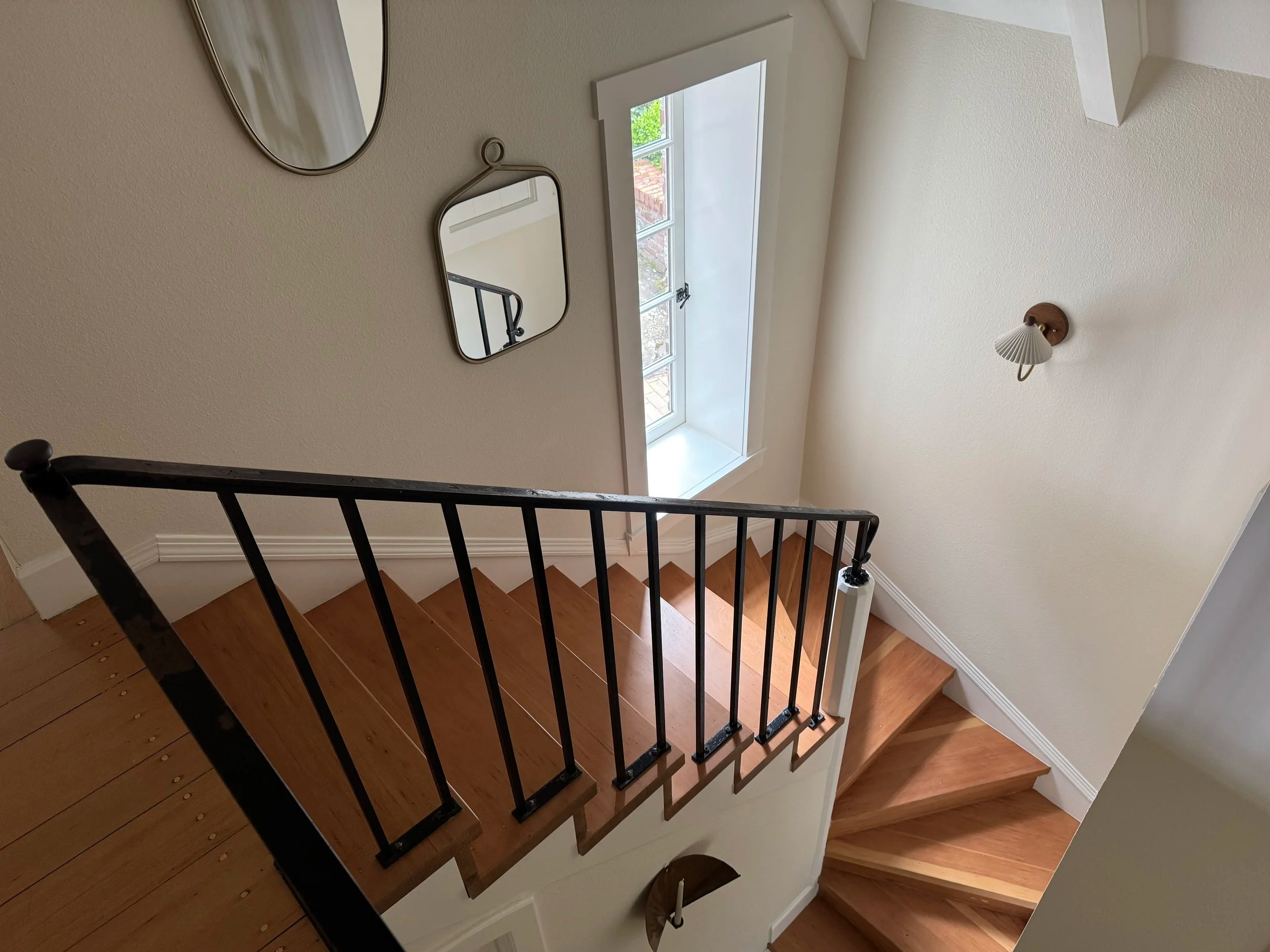 Historic architectural details preserved throughout staircase renovation