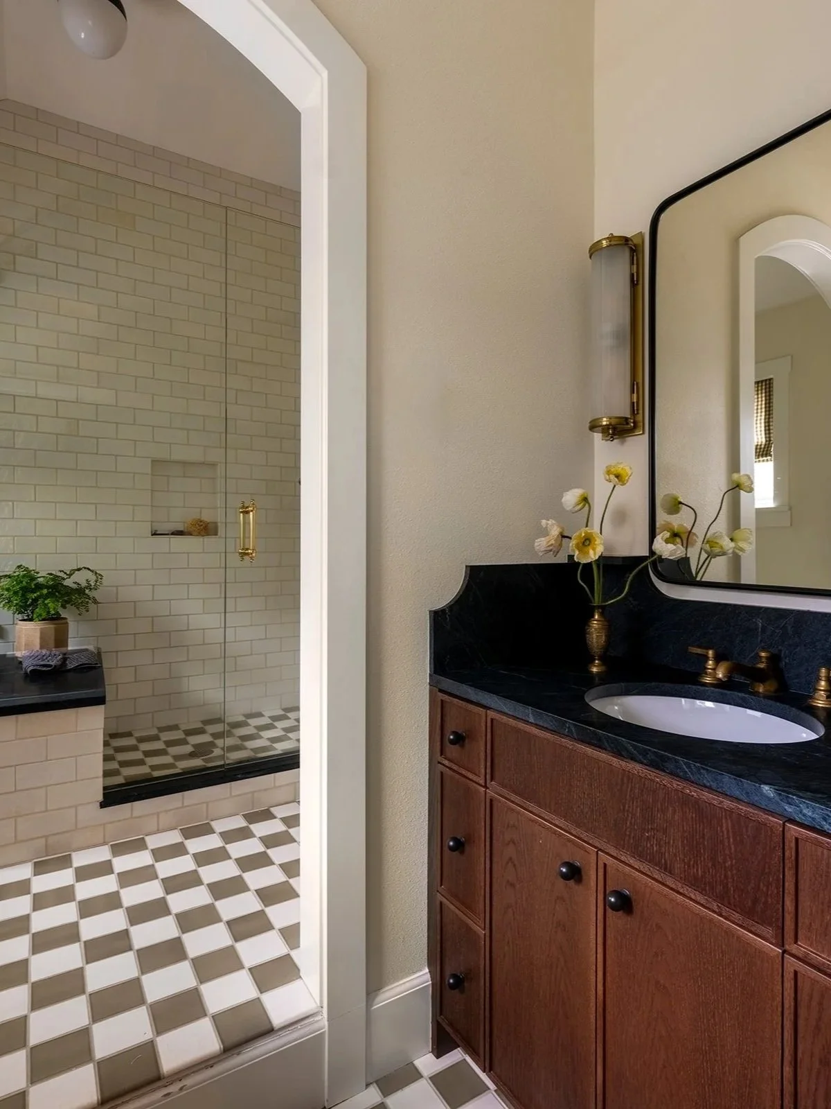 Luxury bathroom remodel with marble countertop