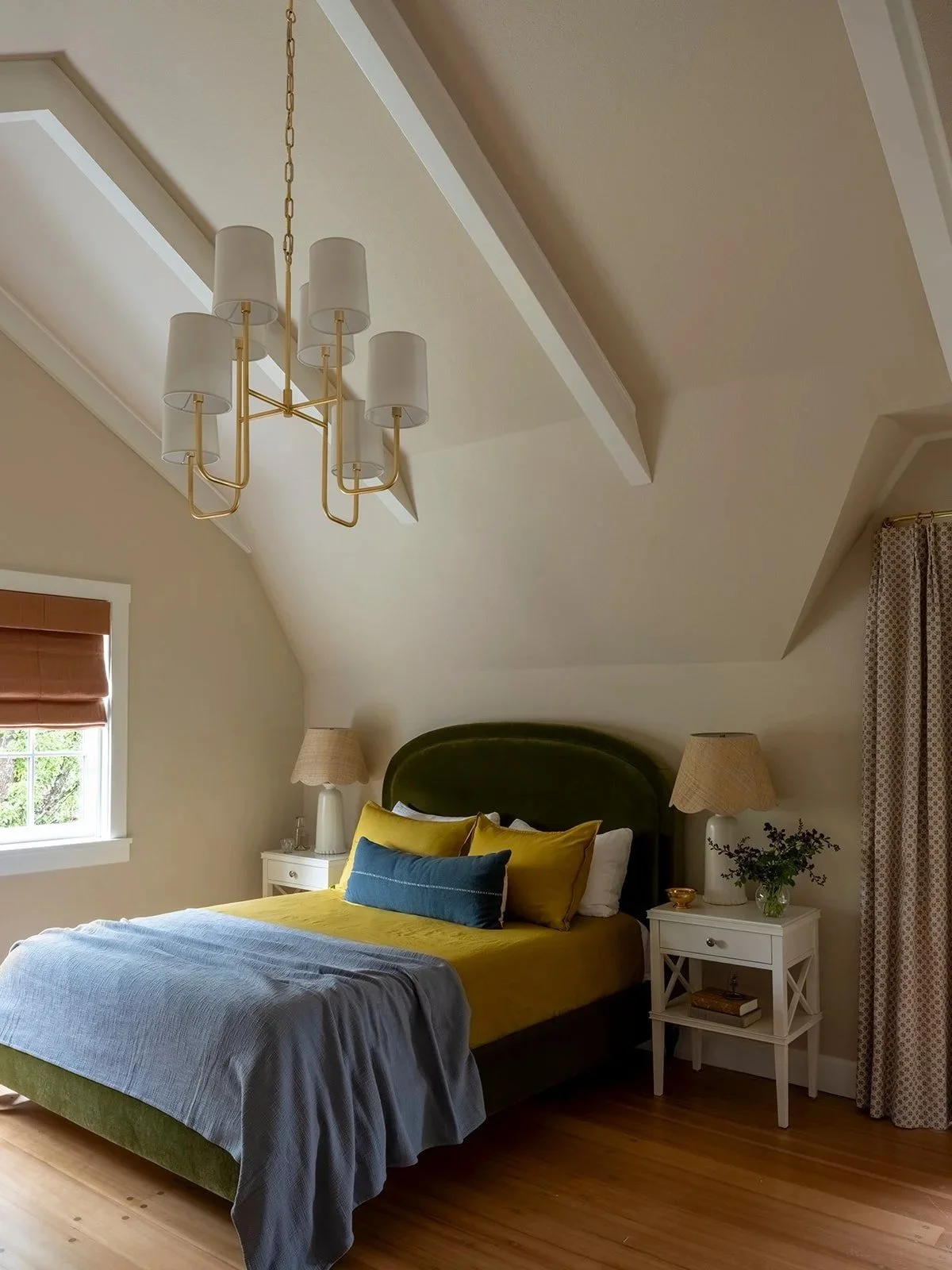 Lake Oswego interior design project featuring restored historic bedroom