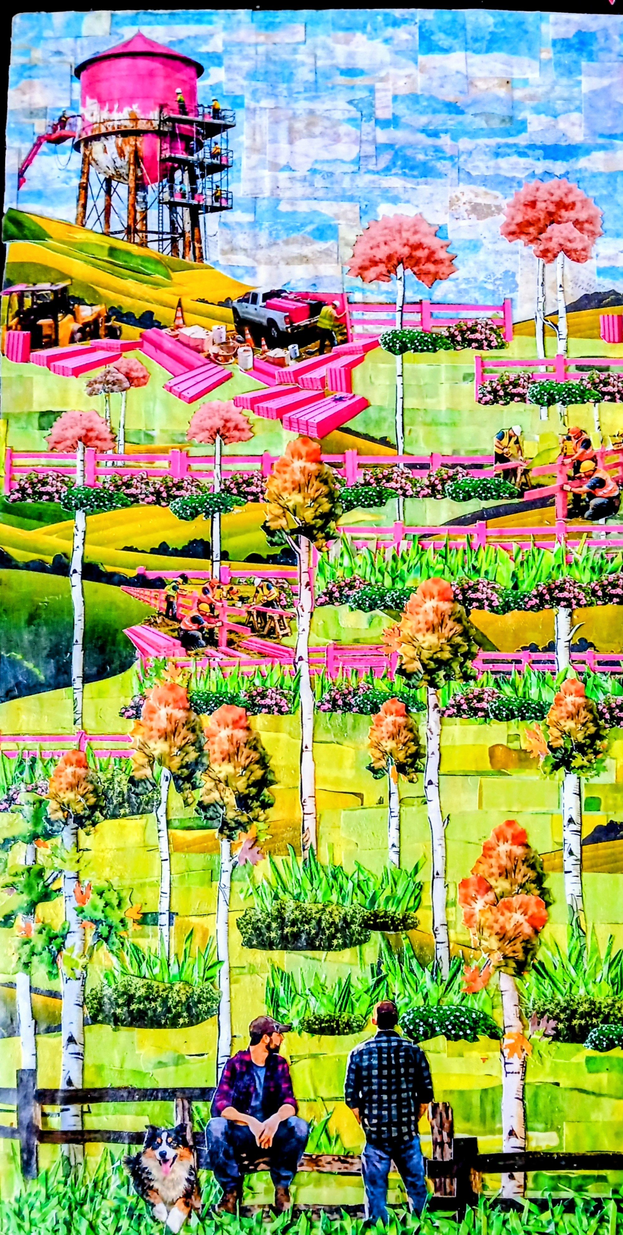 Little Pink Fences.Robb Spath.Collage.23x11.Unframed. $165.jpg