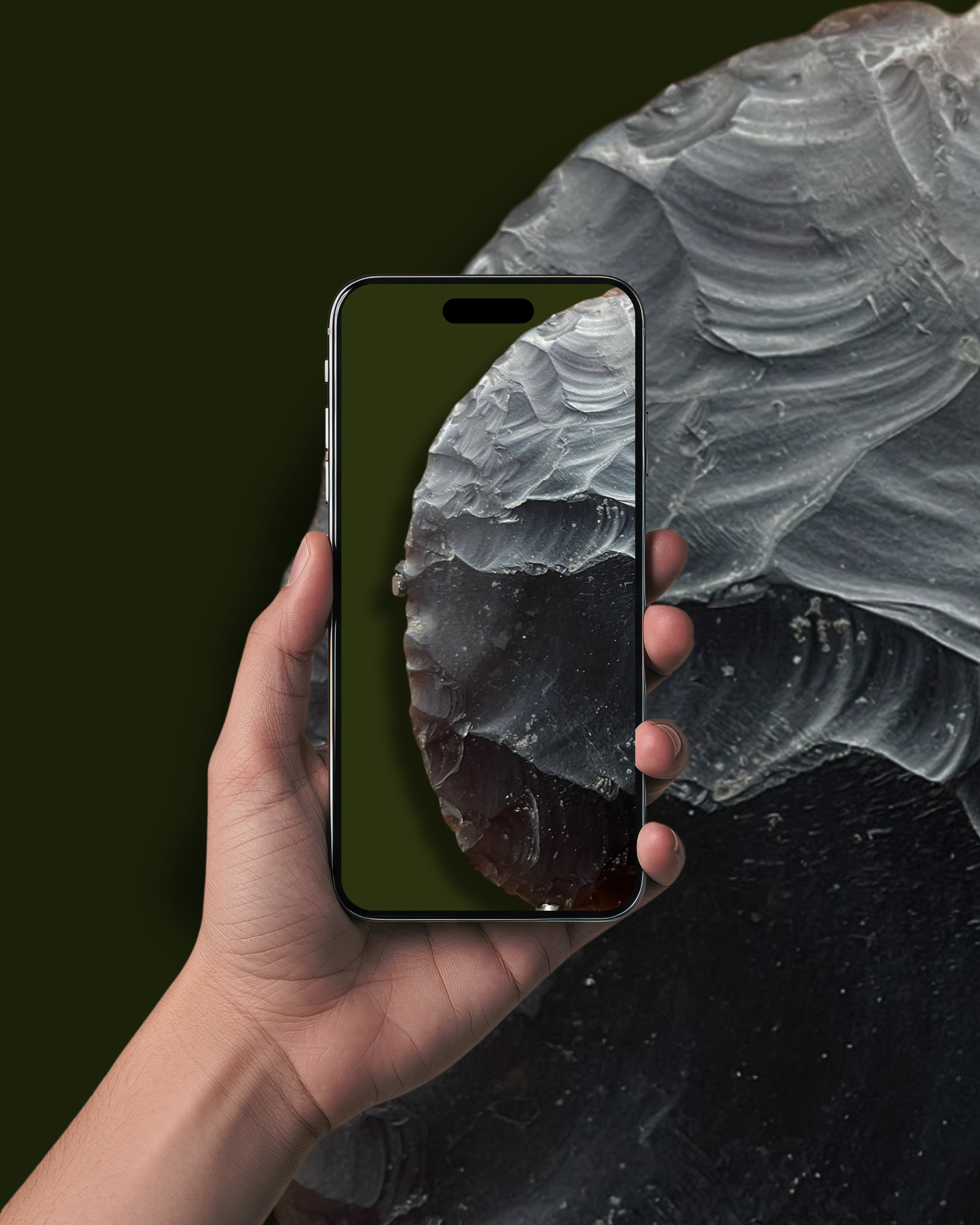 Archaeology Scraper Phone Wallpaper (Green Background)