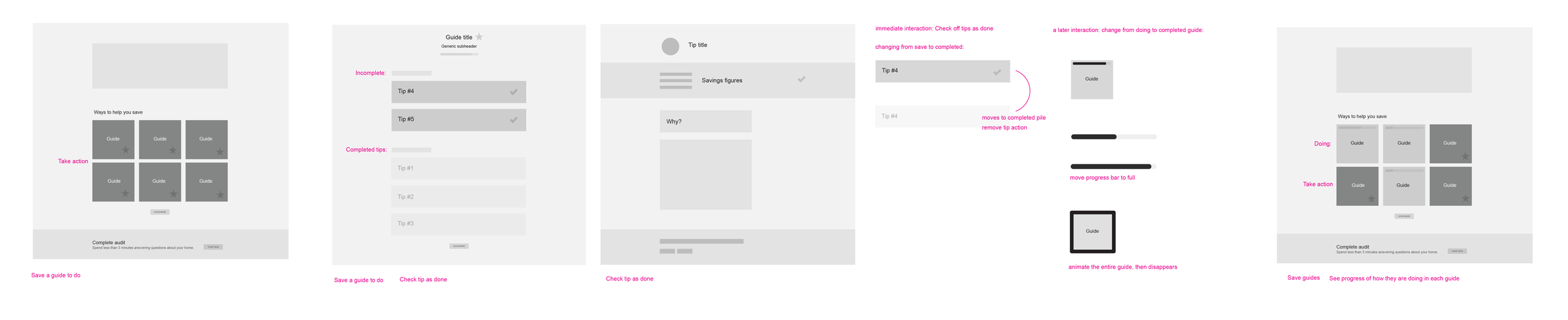 Concept #2: "Prepackaged home plans" Hypothesis: By committing to a plan, this reinforces why customers should complete a group of individual tips, to see tips not as a single action, but a small step forward to accomplishing a larger goal.