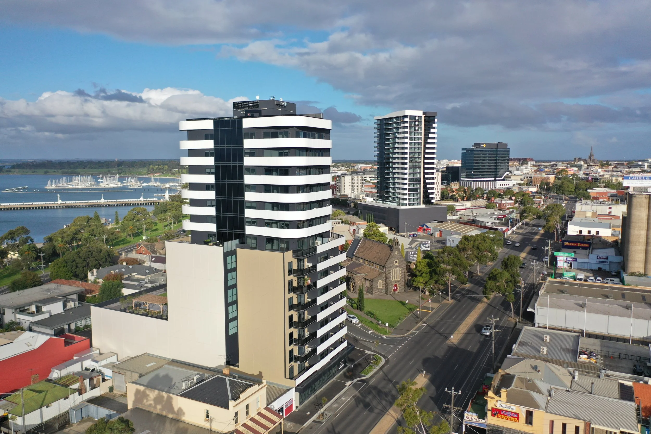  Geelong high rise - the Mercer, Miramar and WorkSafe. Geelong drone photographer 
