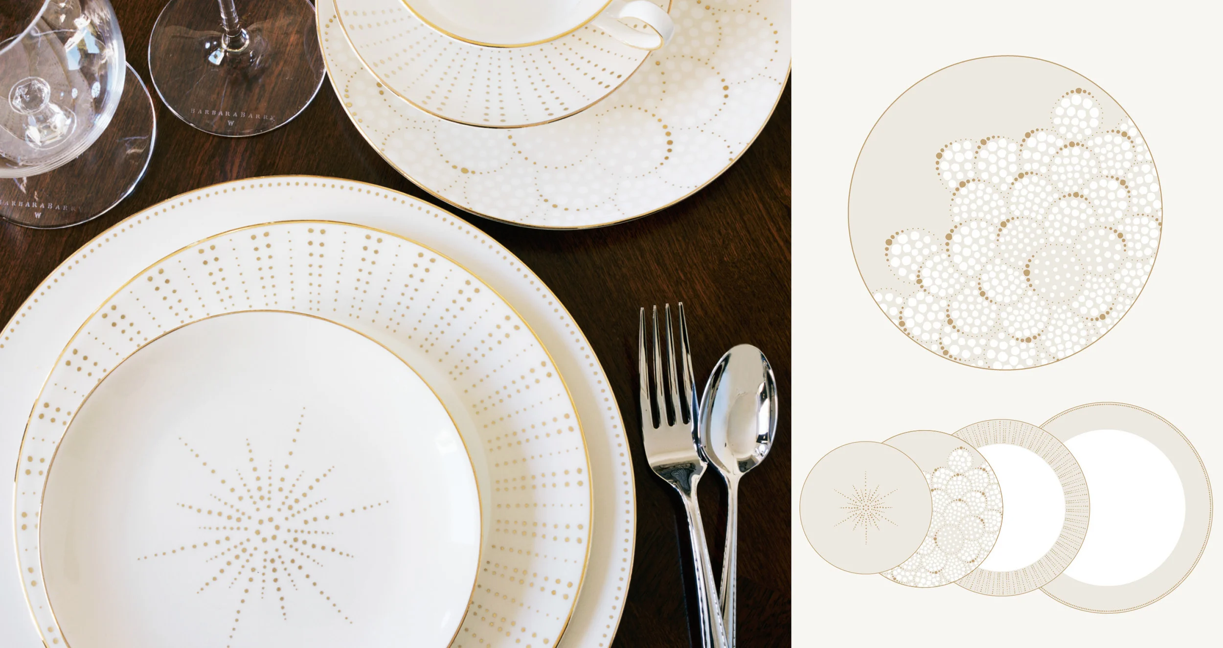 Barbara Barry for Wedgwood - Four bone china dinnerware collections including accent plates, developed in collaboration with Barbara Barry and Wedgwood.