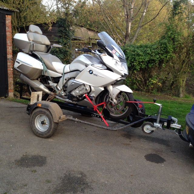 Motorcycle loaded and secured