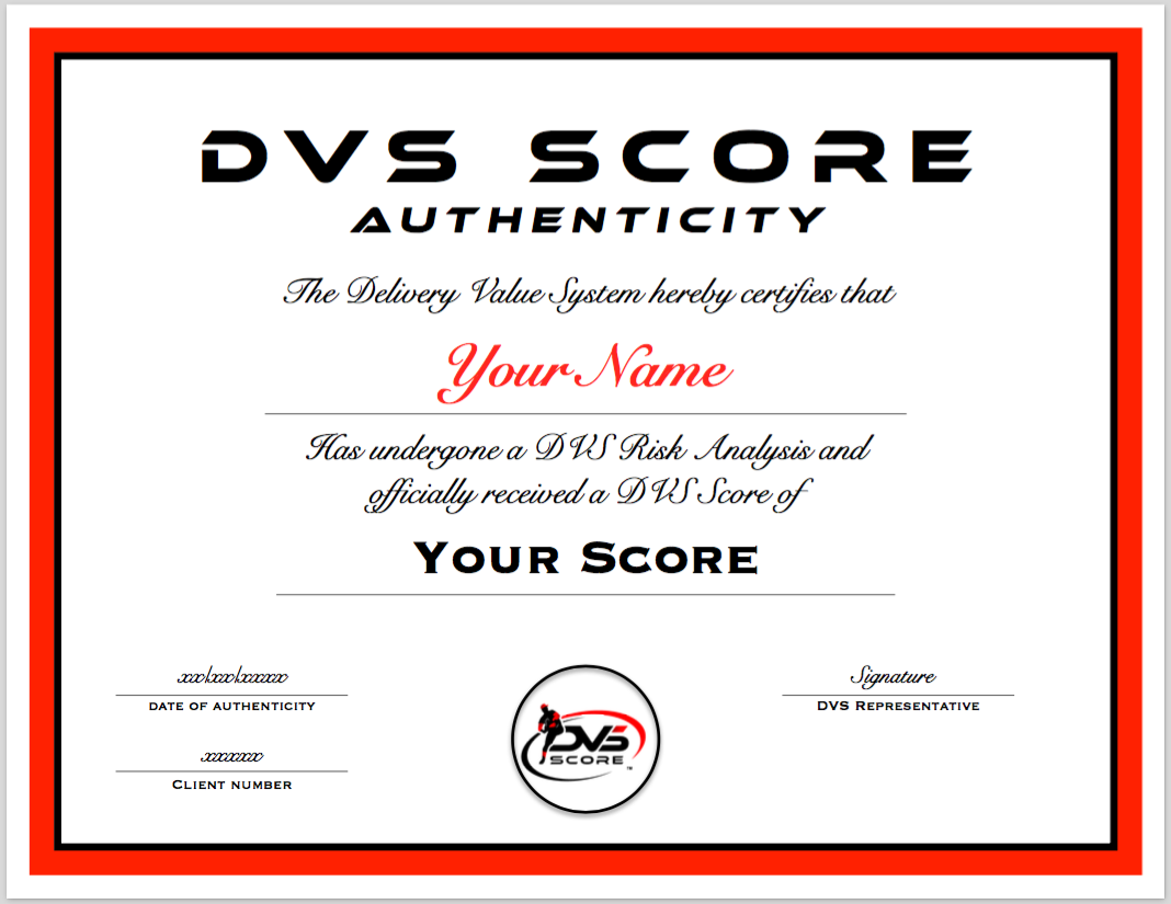 Personalized DVS Score Certificate