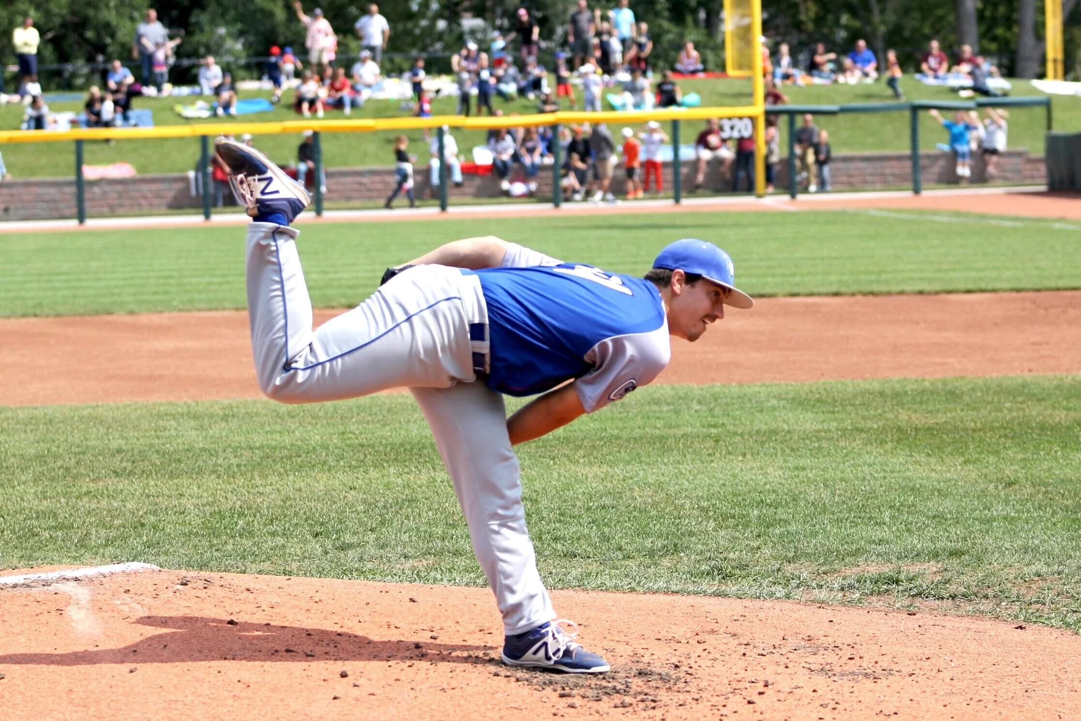 Mason throws a pitch prior to the start of a USPBL game in 2018. Photo courtesy of Matt Cripsey