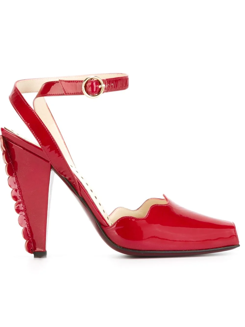 Yves Saint Laurent Vintage scalloped trim heel sandals, FarFetch.com