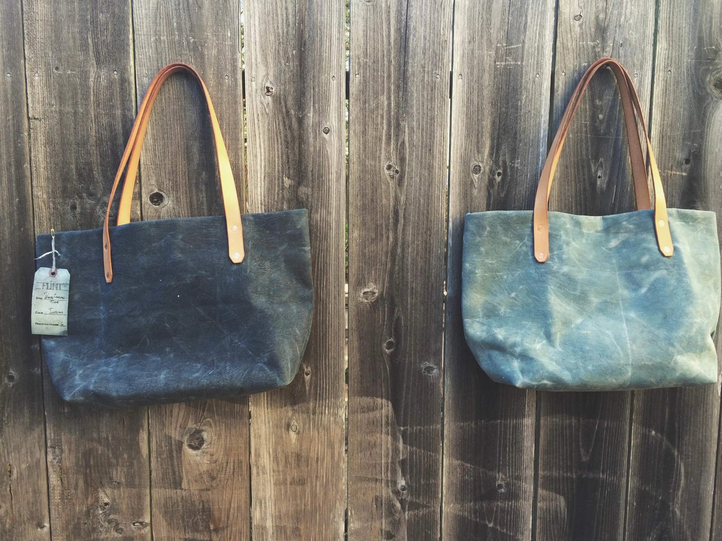 Waxed Indigo Canvas Totes