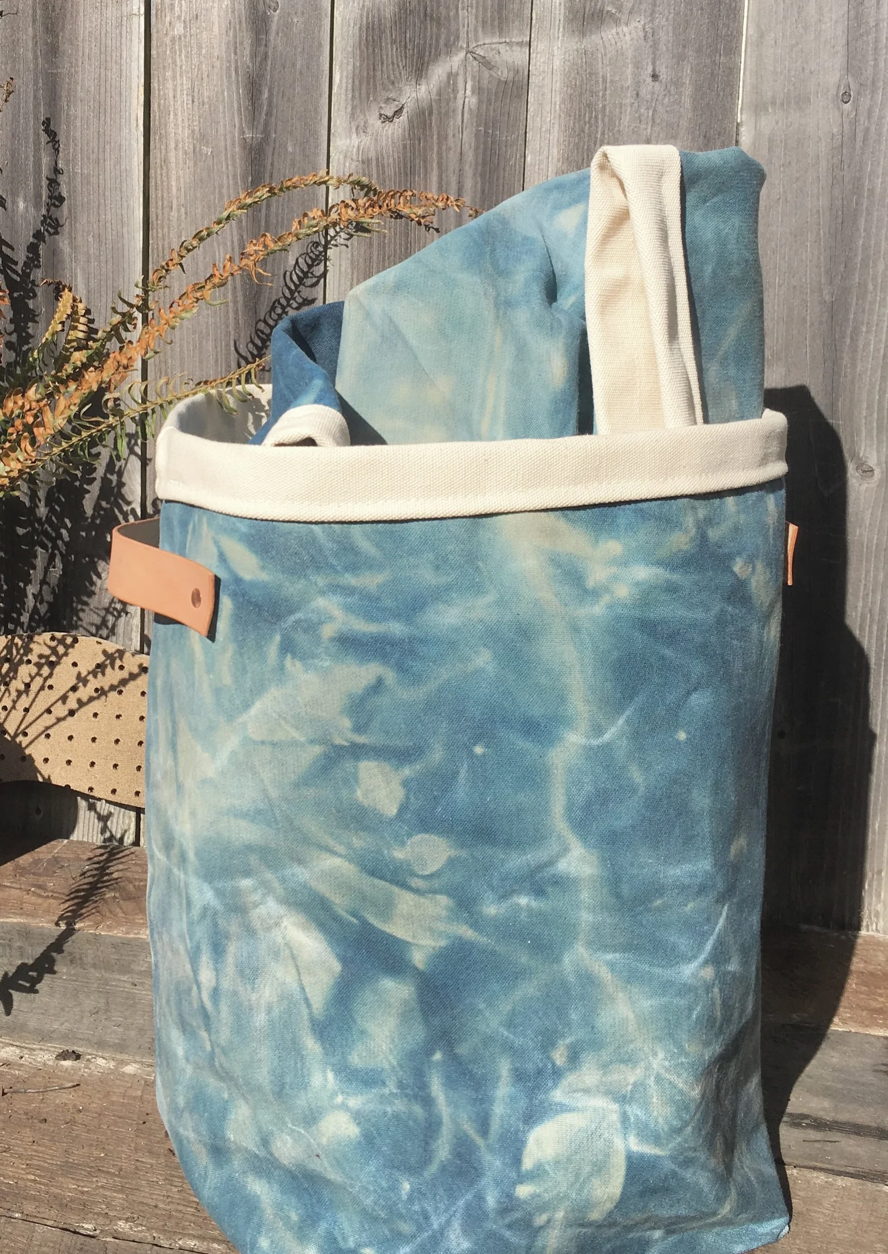 Laundry basket - Indigo dye finished with Beeswax on Canvas