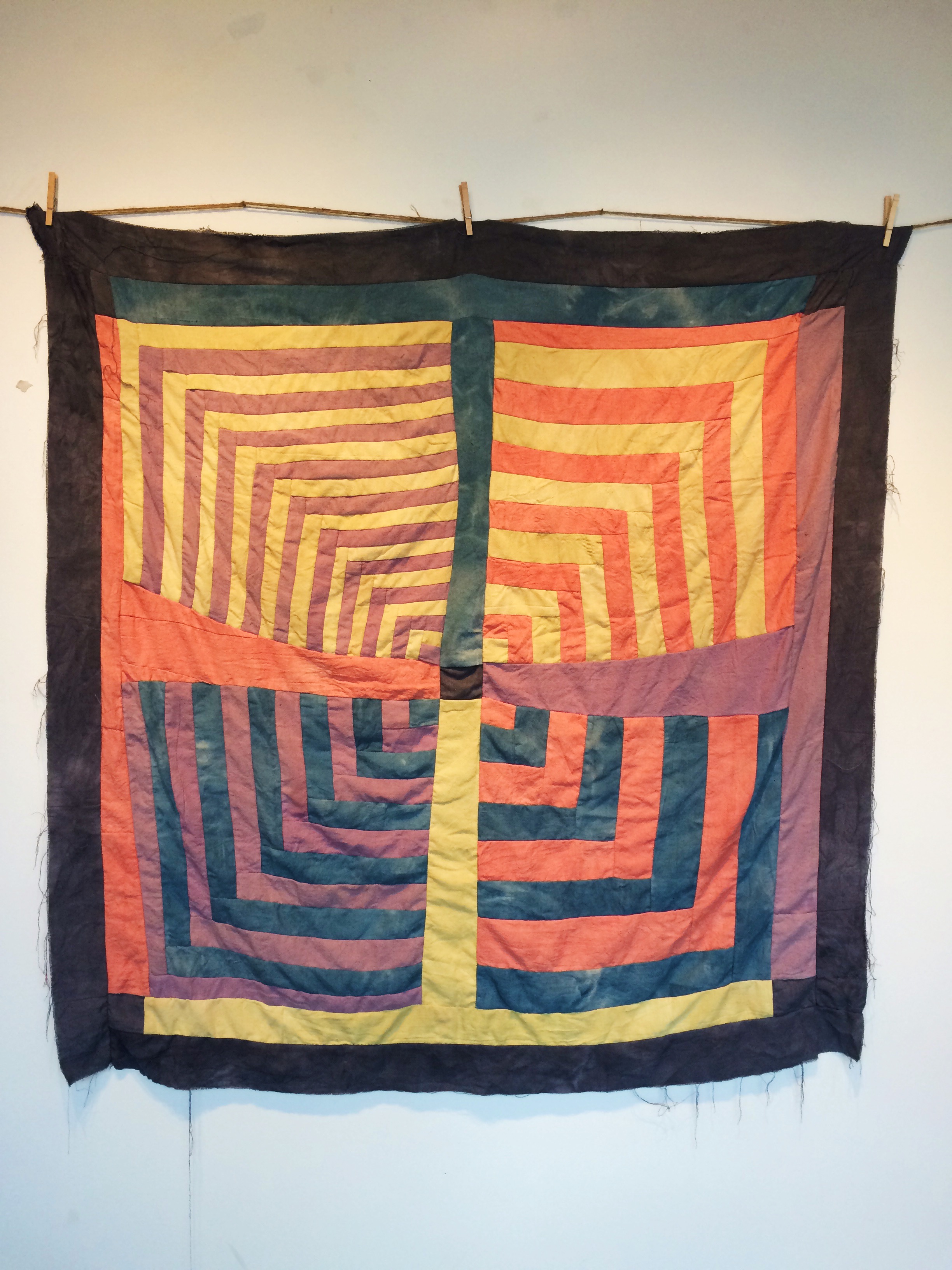 Oak Galls & Iron, Indigo, Madder Root, Osage Orange, and Logwood dyes on Khadi