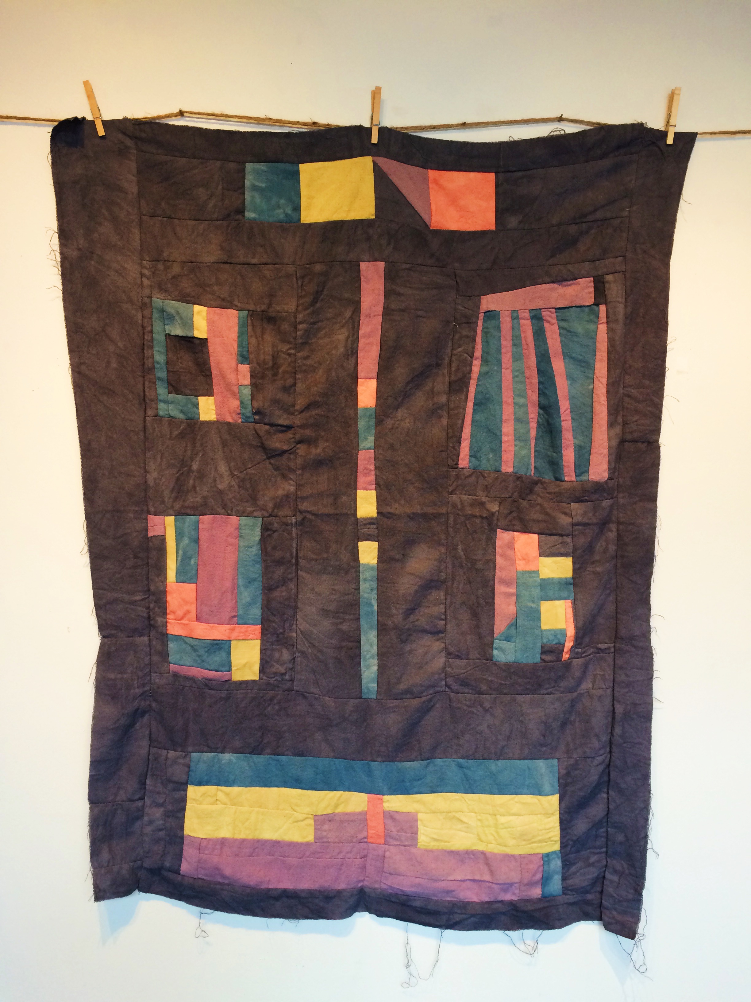 Oak Galls & Iron, Indigo, Madder Root, Osage Orange, and Logwood dyes on Khadi