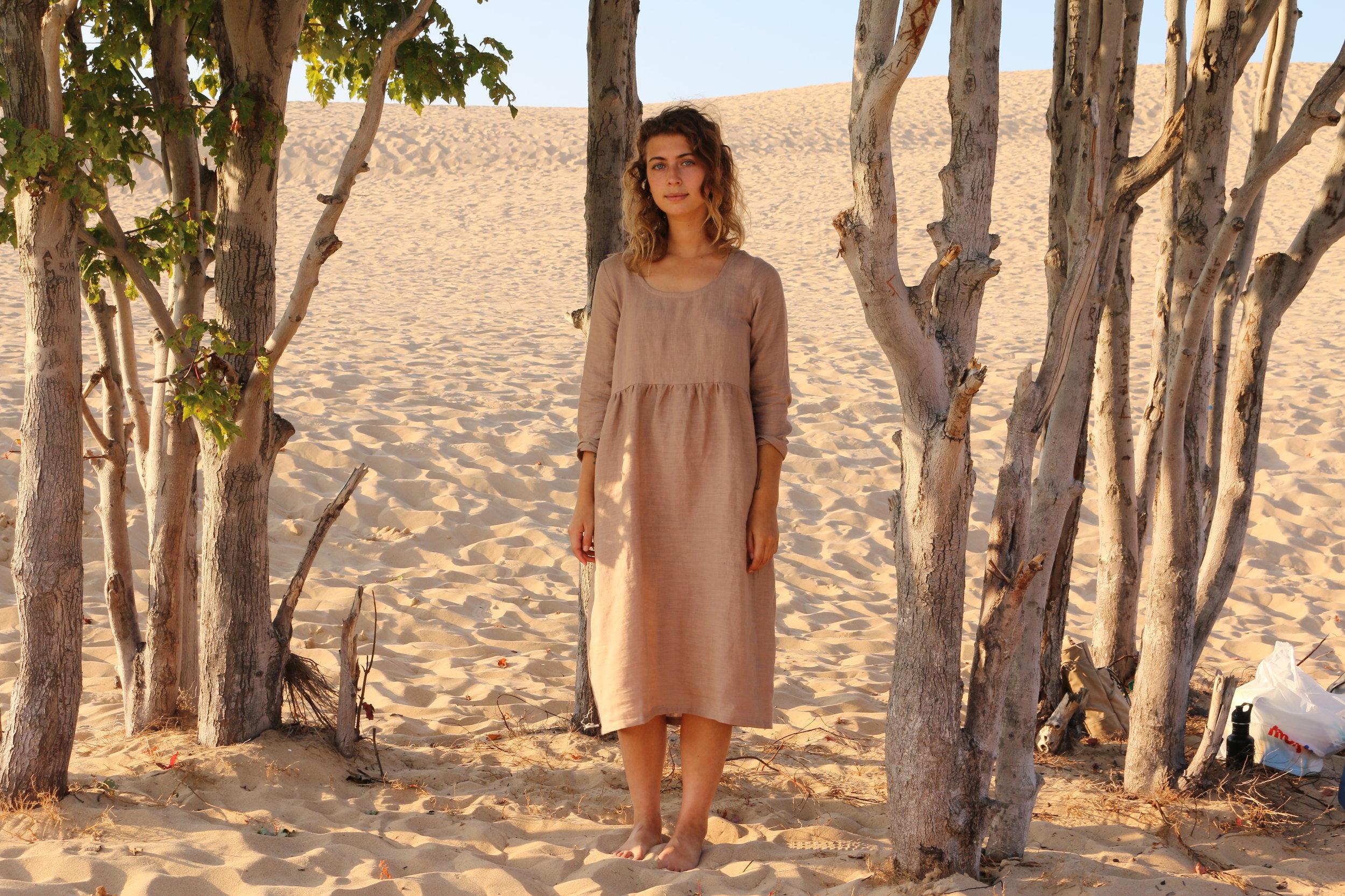 Our linen Ranch Dress at the Silver Lake Dunes
