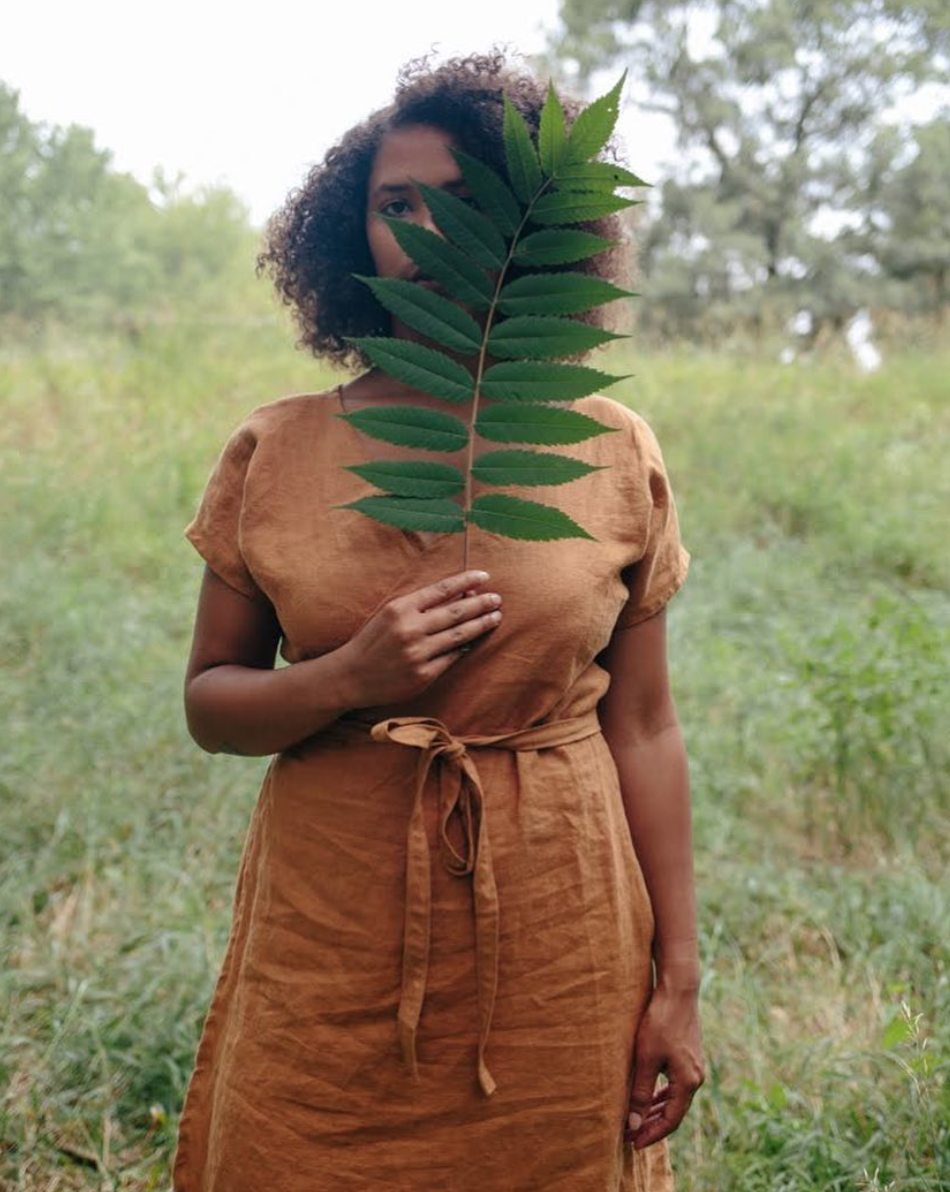 Our Luna Wrap Dress in Curry, photo by Jeen Na