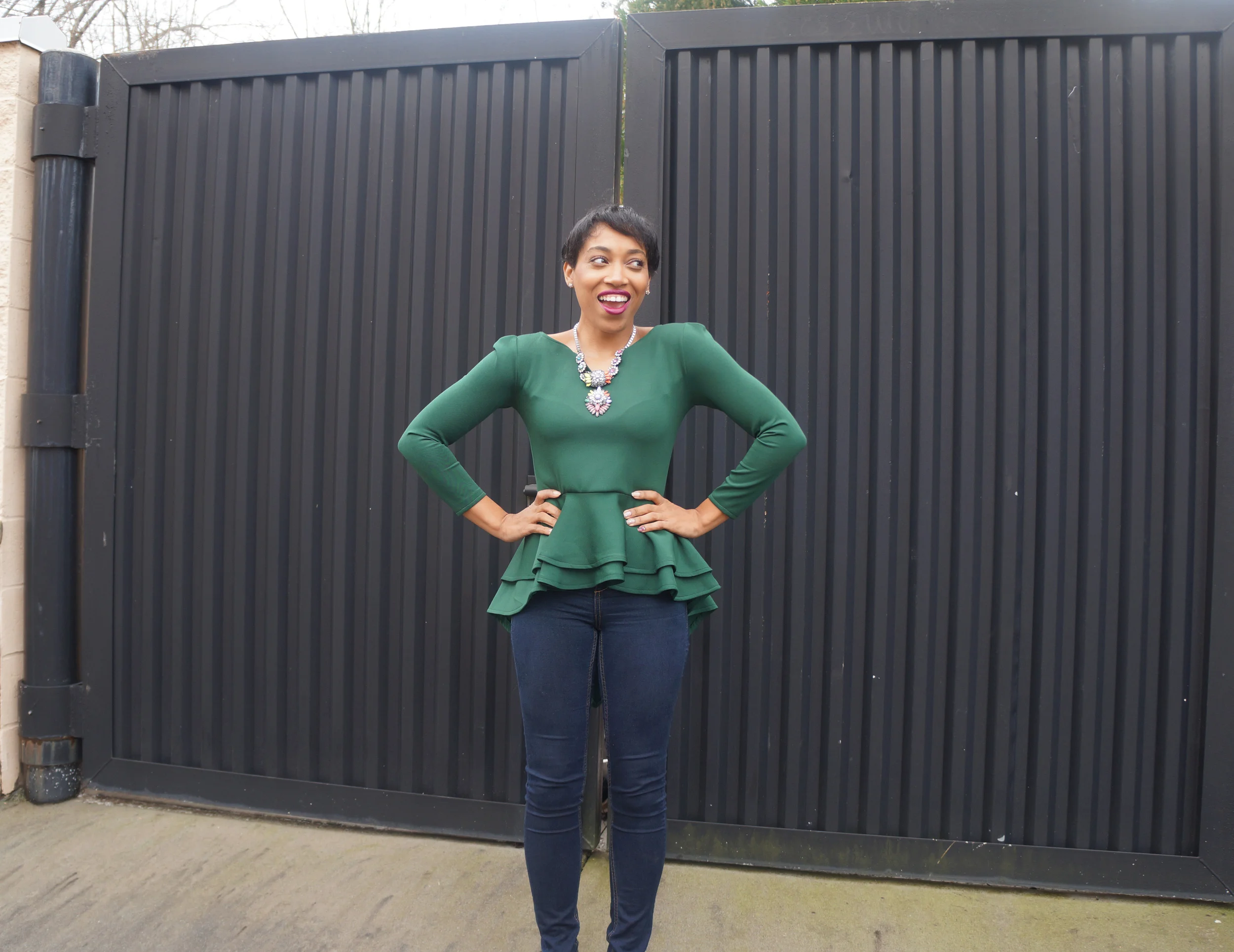 Andrea-Fenise-Green-Peplum-Top