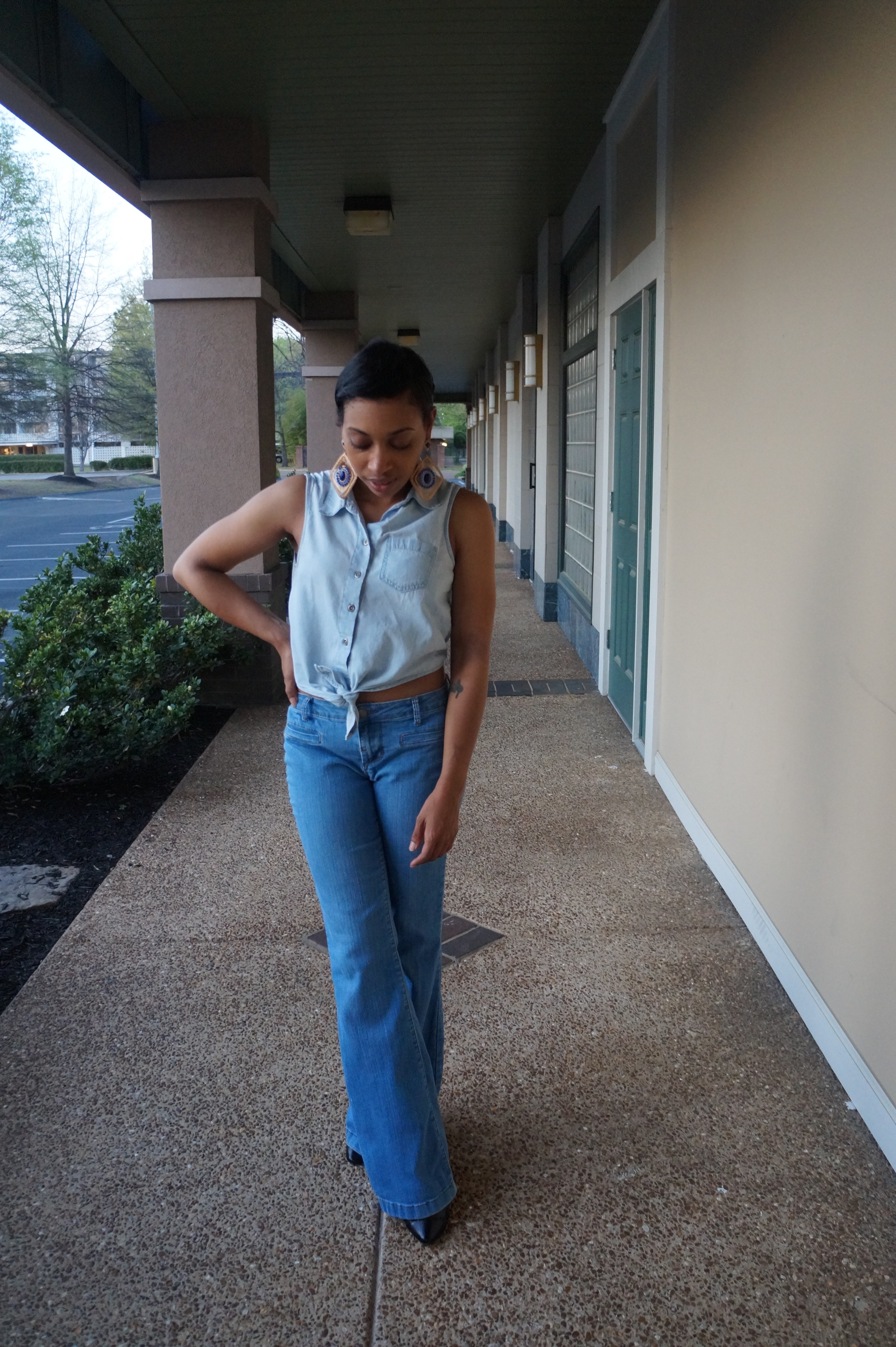 Andrea Fenise Memphis Fashion Blogger styles a denim on denim look