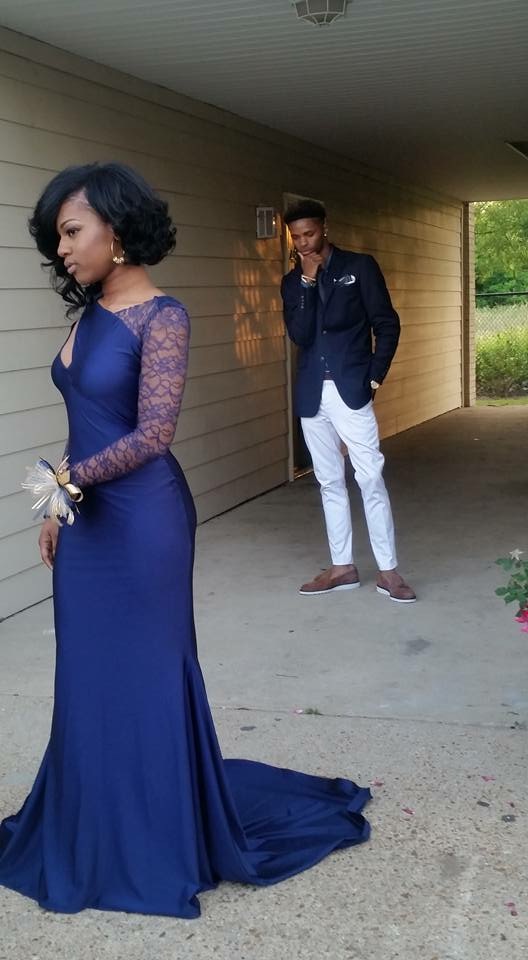 Andrea-Fenise-Blue-Lace-Cutout-Prom-Dress