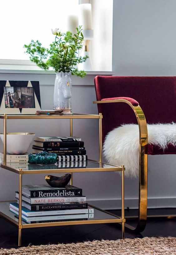Andrea-Fenise-Turn-Your-Room-Into-An-Outfit-Maroon and Gold