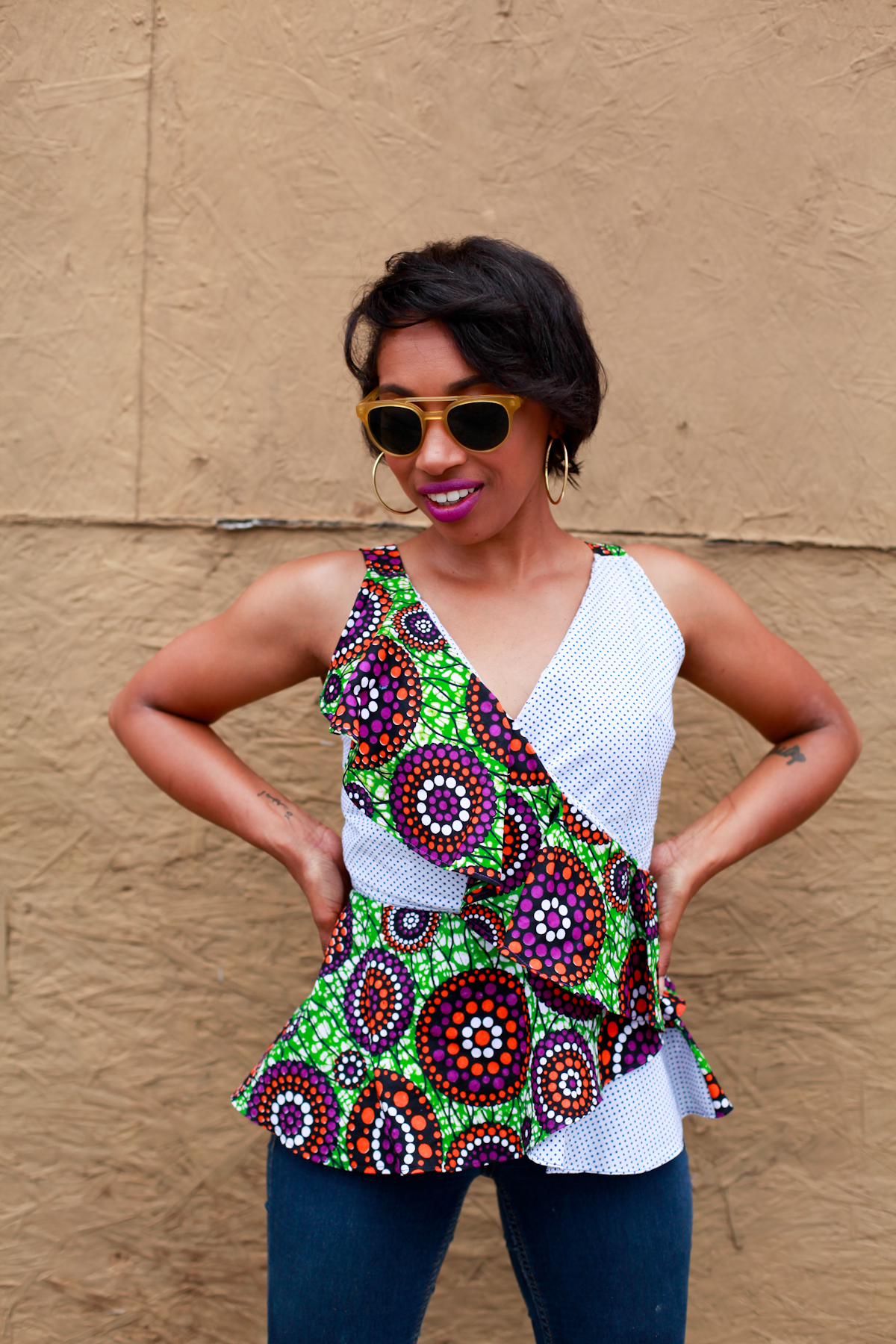 Andrea Fenise Memphis Fashion Blogger styles a african print top 