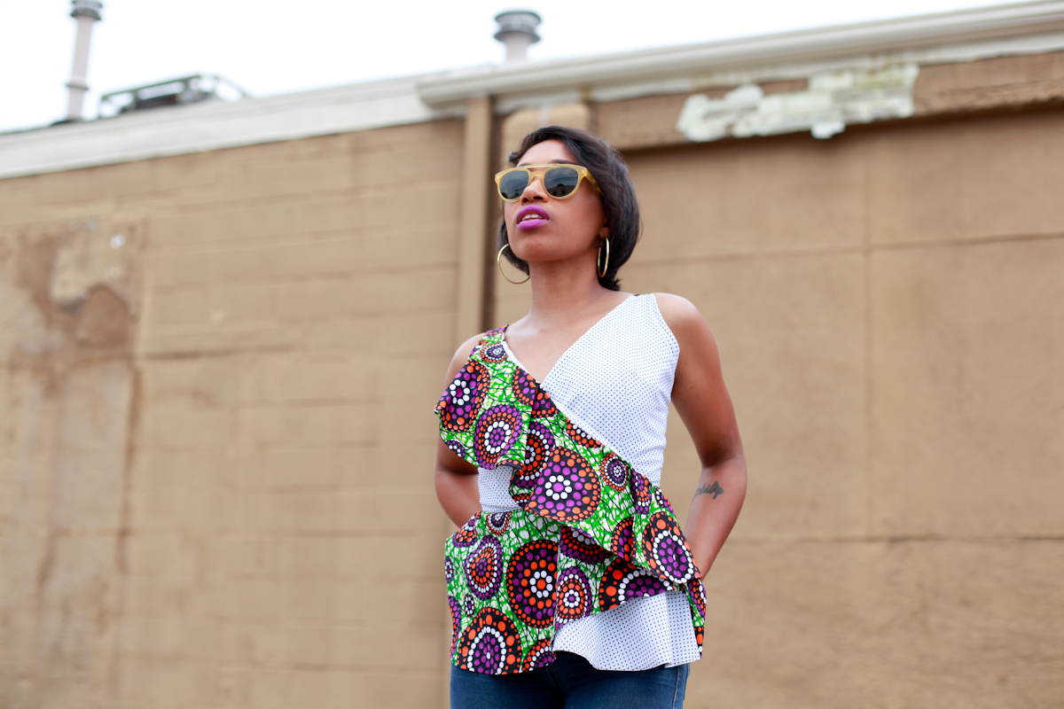 Andrea Fenise Memphis Fashion Blogger styles a african print top