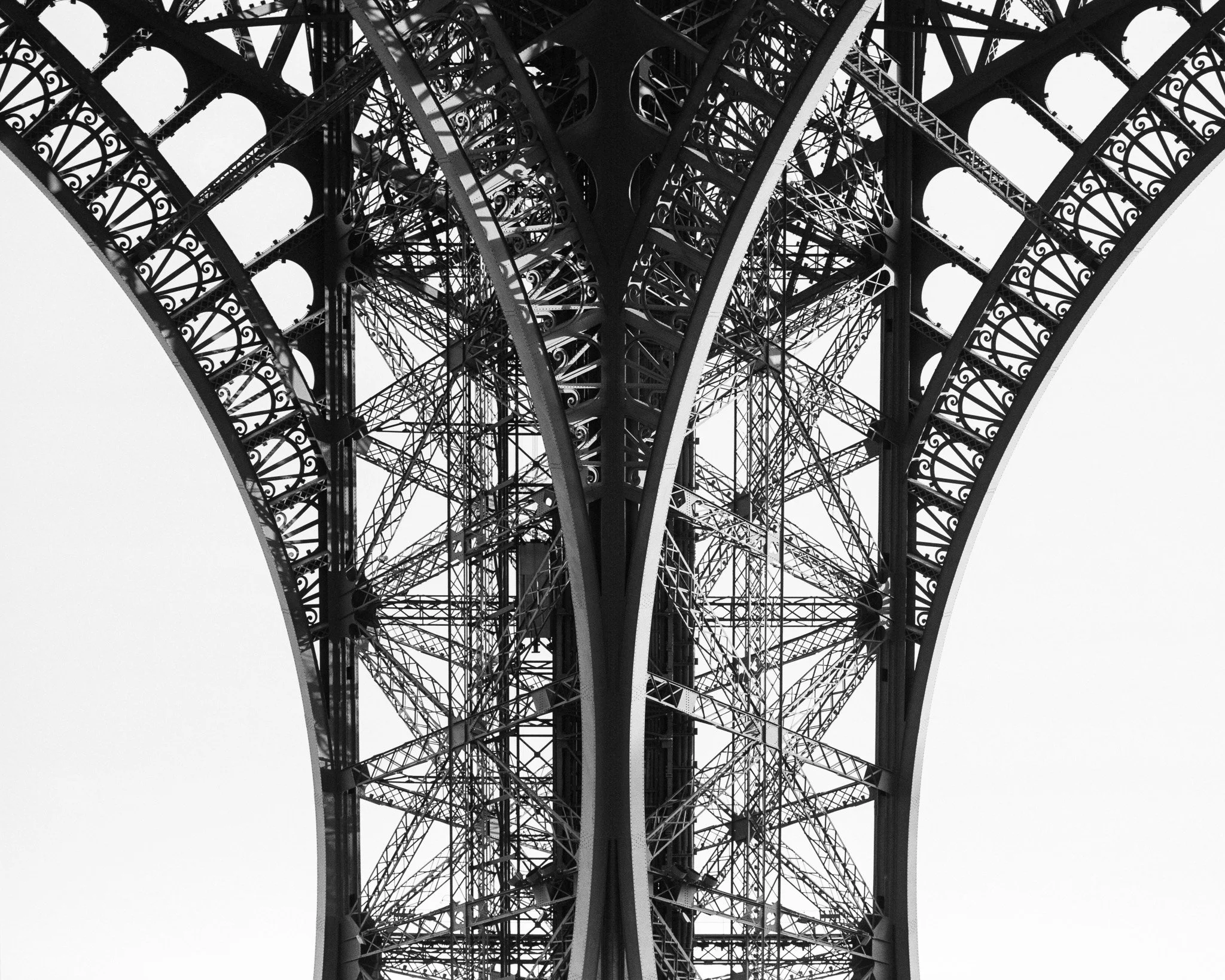 Black-and-white photograph of the Eiffel Tower, Paris.
