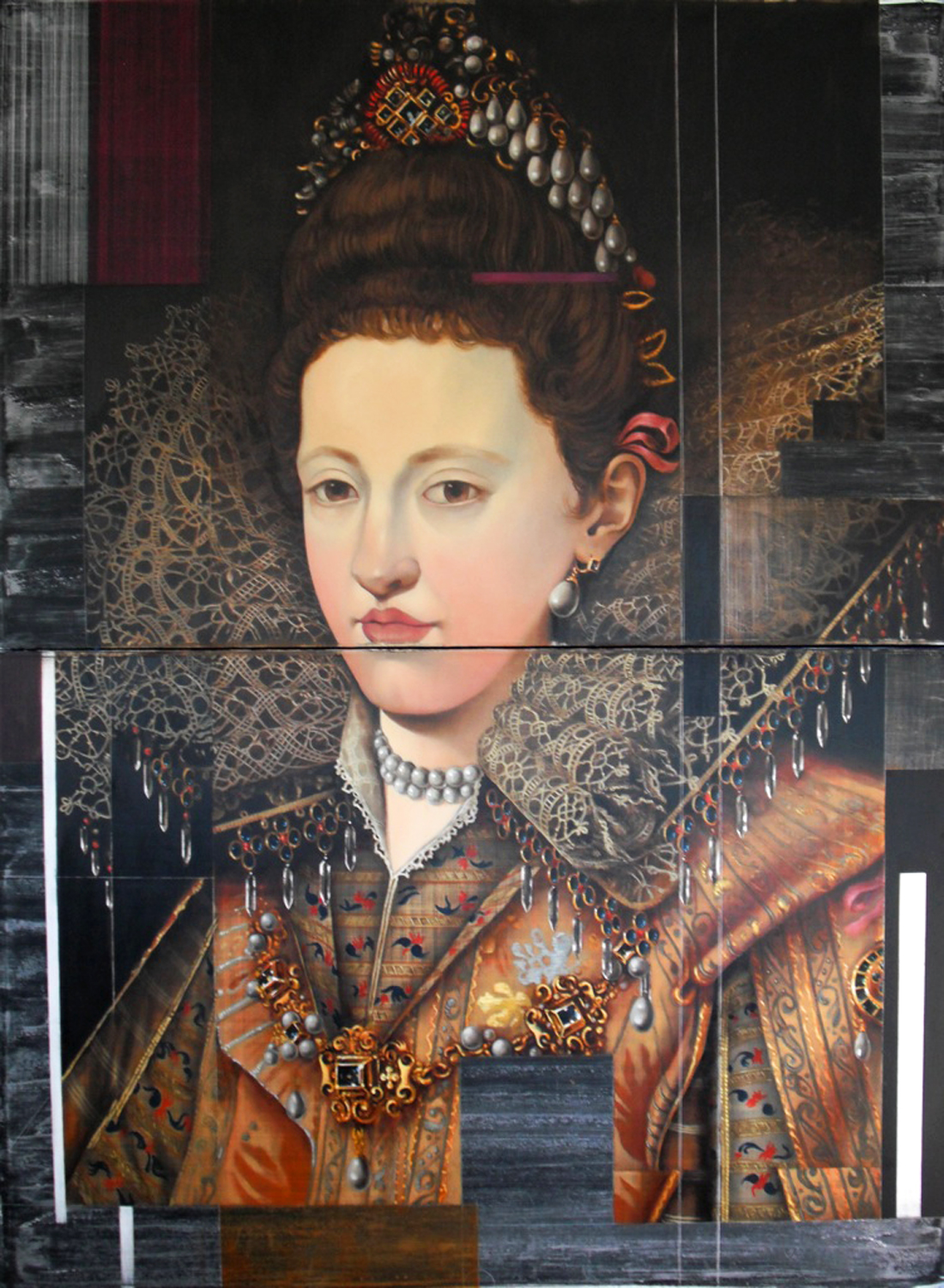 Maria Gonzaga of Lorraine - oil & acrylic on galvanized, heavy-gauge coated aluminum 80 x 60 inches / 203 x 152 cm