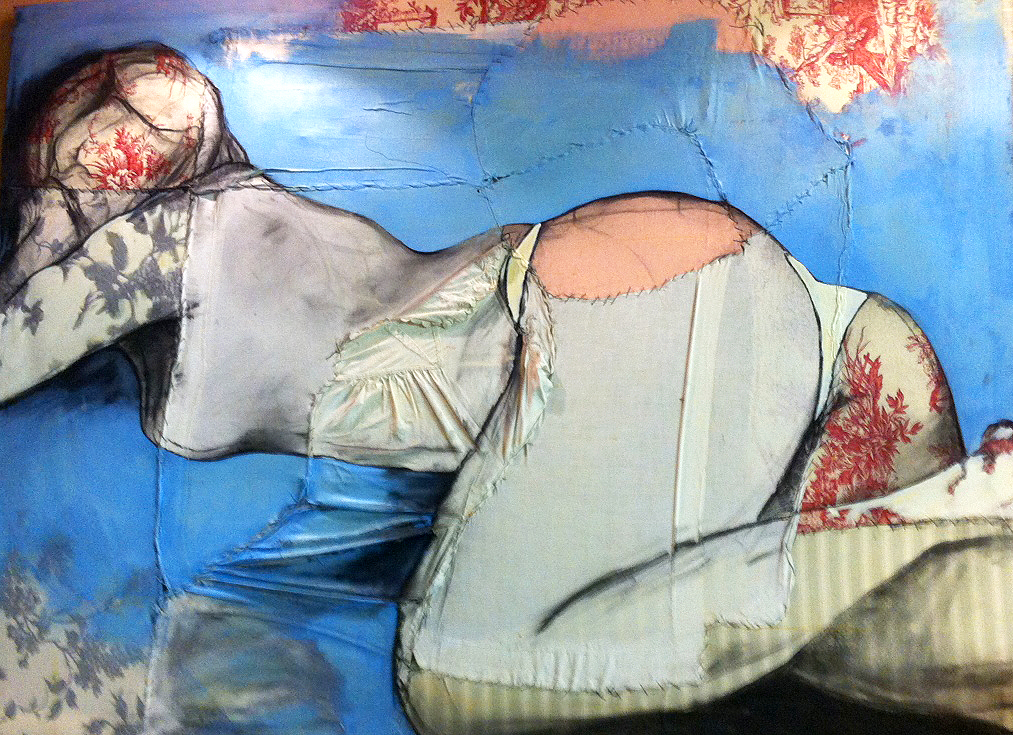 Grande Pauline - Fabric, sheets, stitching, charcoal, mixed media on canvas - 20” x 28” / 70 x 50 cm
Normal
0
false
false
false
EN-US
JA
X-NONE
/* Style Definitions */
table.MsoNormalTable
{mso-style-name:"Table Normal";
mso-tstyle-rowband-size:0;
mso-tstyle-colband-size:0;
mso-style-noshow:yes;
mso-style-priority:99;
mso-style-parent:"";
mso-padding-alt:0cm 5.4pt 0cm 5.4pt;
mso-para-margin:0cm;
mso-para-margin-bottom:.0001pt;
mso-pagination:widow-orphan;
font-size:12.0pt;
font-family:"Cambria","serif";
mso-ascii-font-family:Cambria;
mso-ascii-theme-font:minor-latin;
mso-hansi-font-family:Cambria;
mso-hansi-theme-font:minor-latin;
mso-ansi-language:EN-US;
mso-fareast-language:EN-US;}