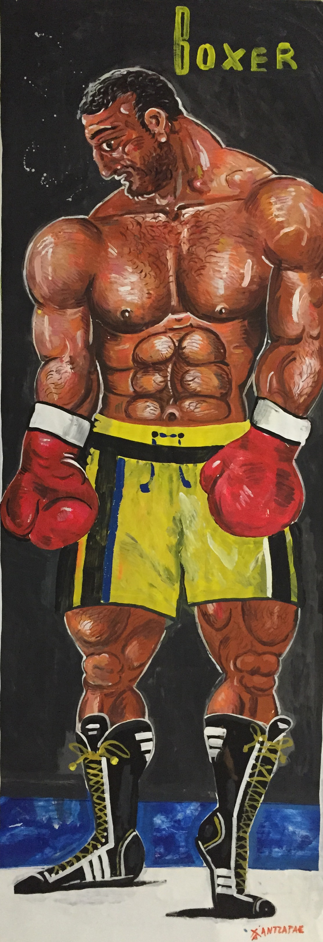  Boxer #4 Acrylic on paper Approx size of artwork: 31” x 83” / 80 x 210 cm 