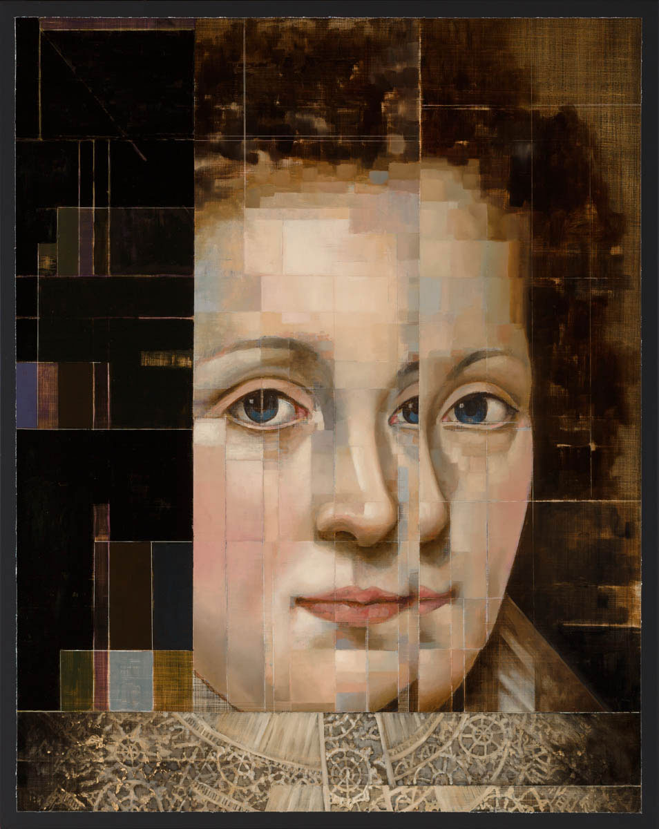 Countess of Arundel with Matrix - 2015 - Oil on black galvanized metal - 34x27 in. / 86x69 cm. 