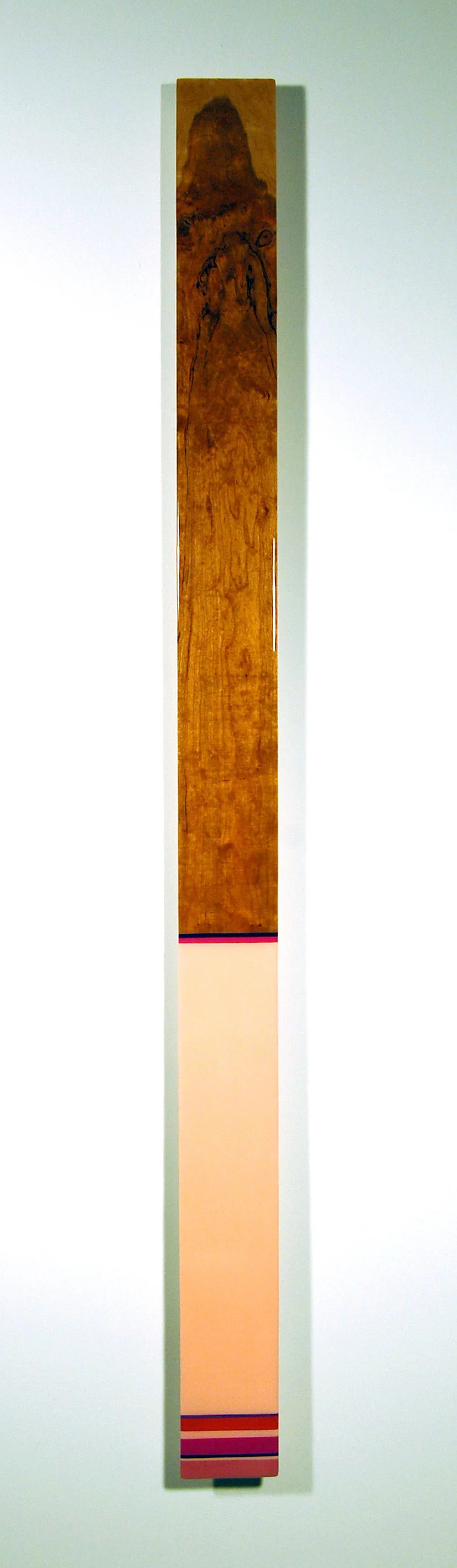 Leaner L6 - Acrylic, Cherry, select pine, and UV resin - Dim: 82” x 4.5” x 2” / 208 x 11 x 6 cm