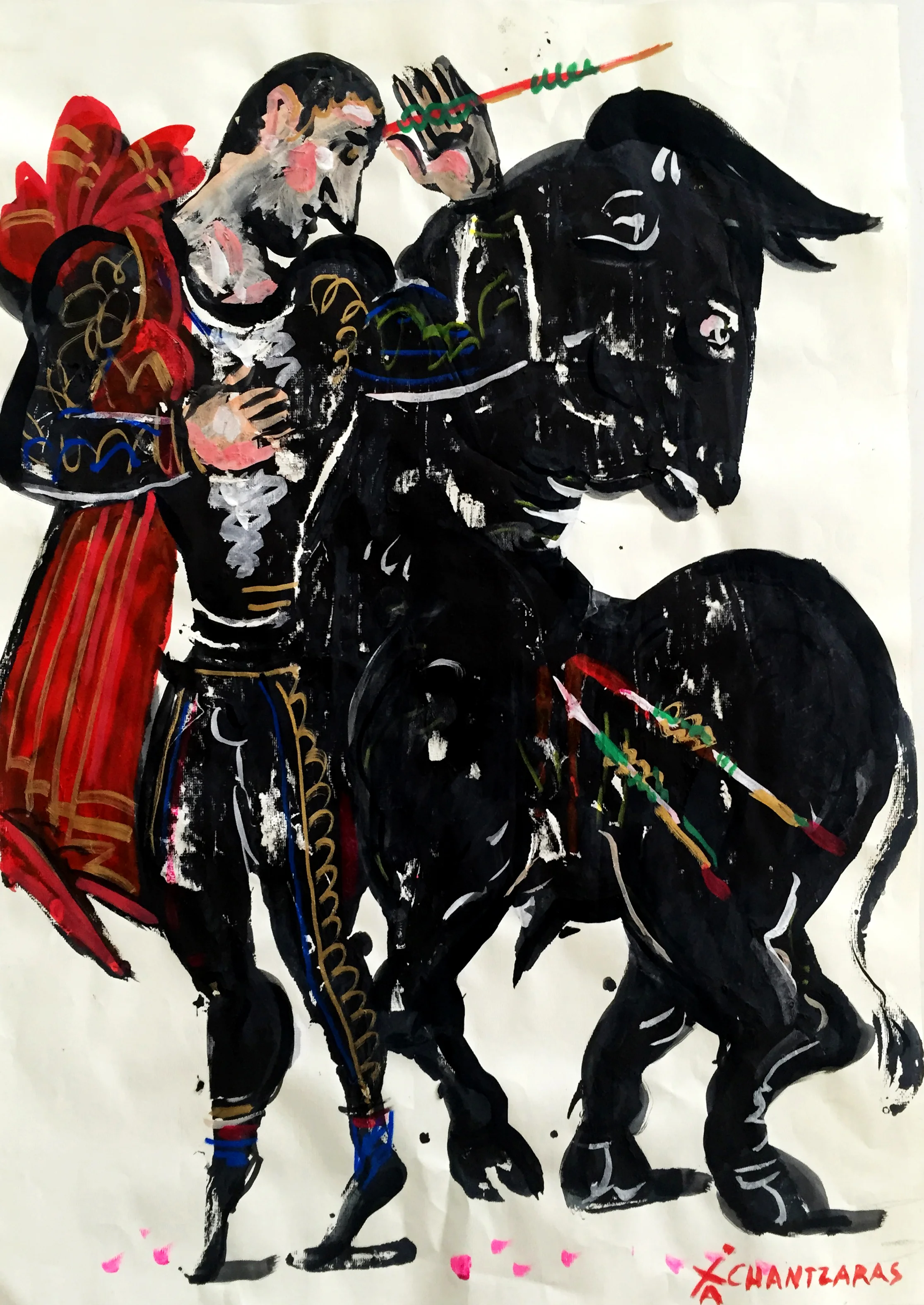Air of Distinction, “Hero” Series Acrylic and mixed media on paper, Unique Artwork: 24” x 18” / 61 x 46 cm