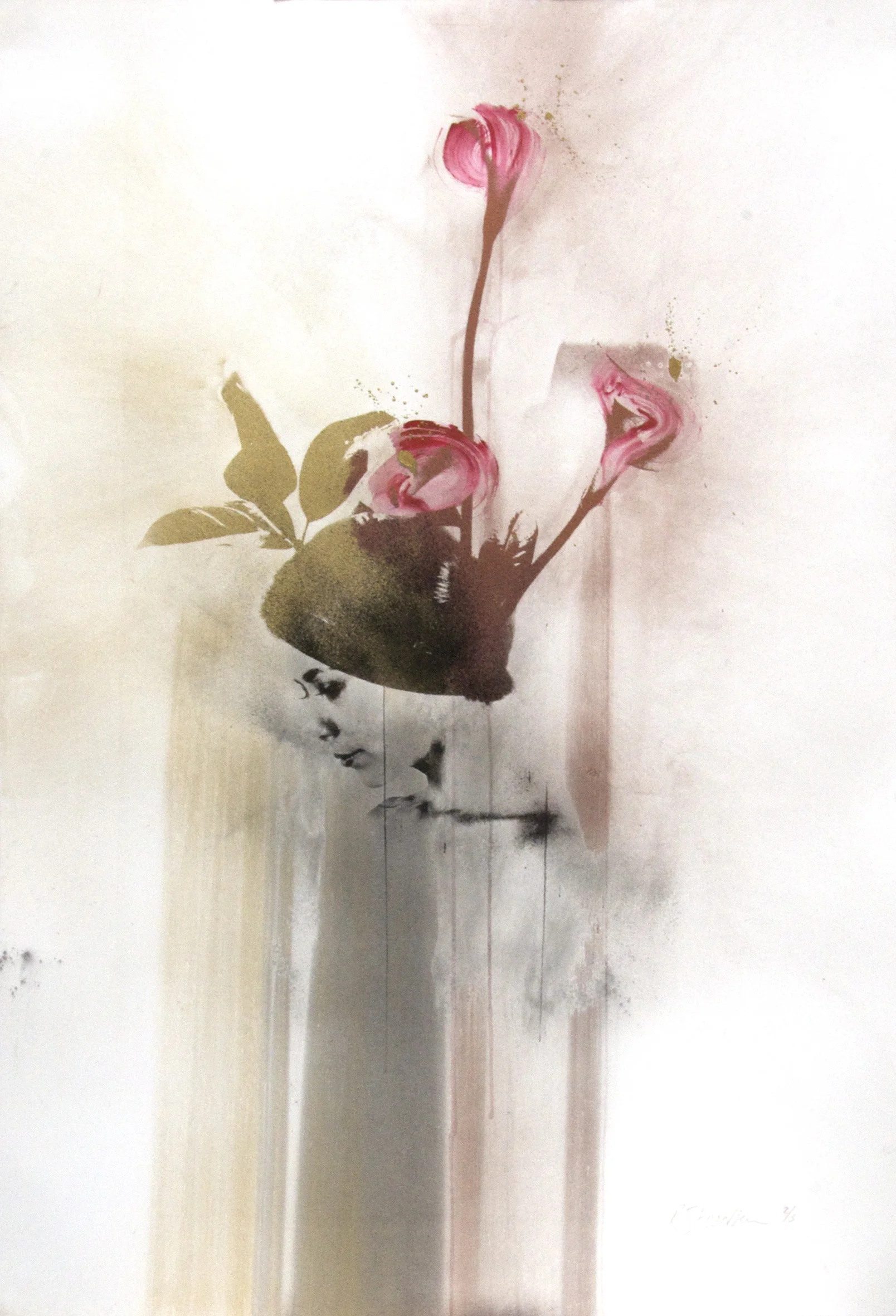 Leticia – Ed. 2 of 5 Hand painted charcoal and metallic powder screenprint on paper Artwork: 112 x 75 cm (127 x 89 cm framed) 2015
