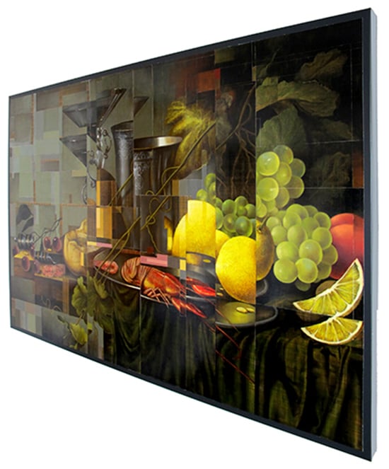 Restructured Still Life with Lemons and Crayfish - 2015 - Oil on black galvanized metal - 40x60 in. / 102x152 cm.