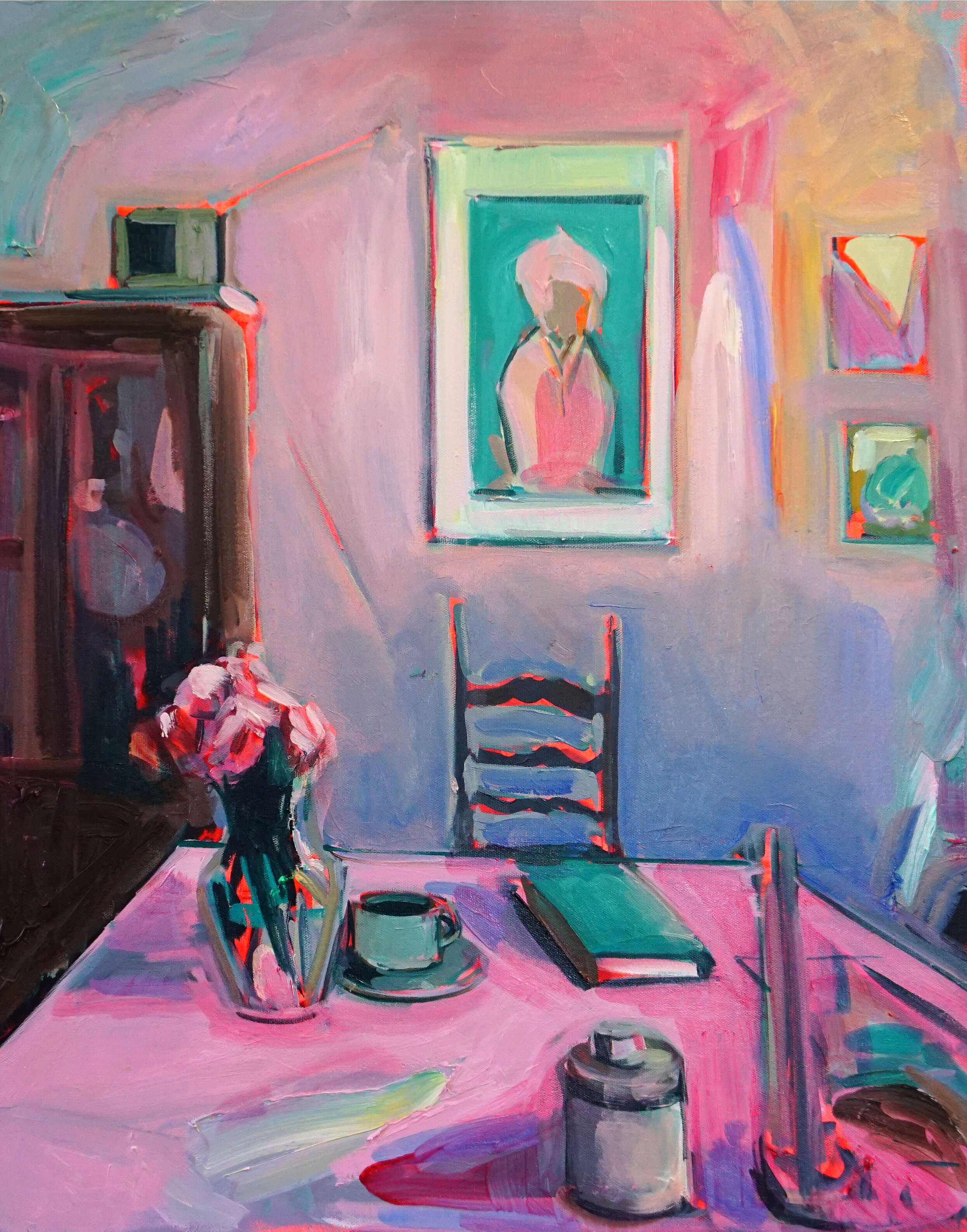  Ekaterina Popova  - Coffee with You -  2019, Oil on canvas - 30 x 24 x 2 inches / 76 x 61 x 5 cm 